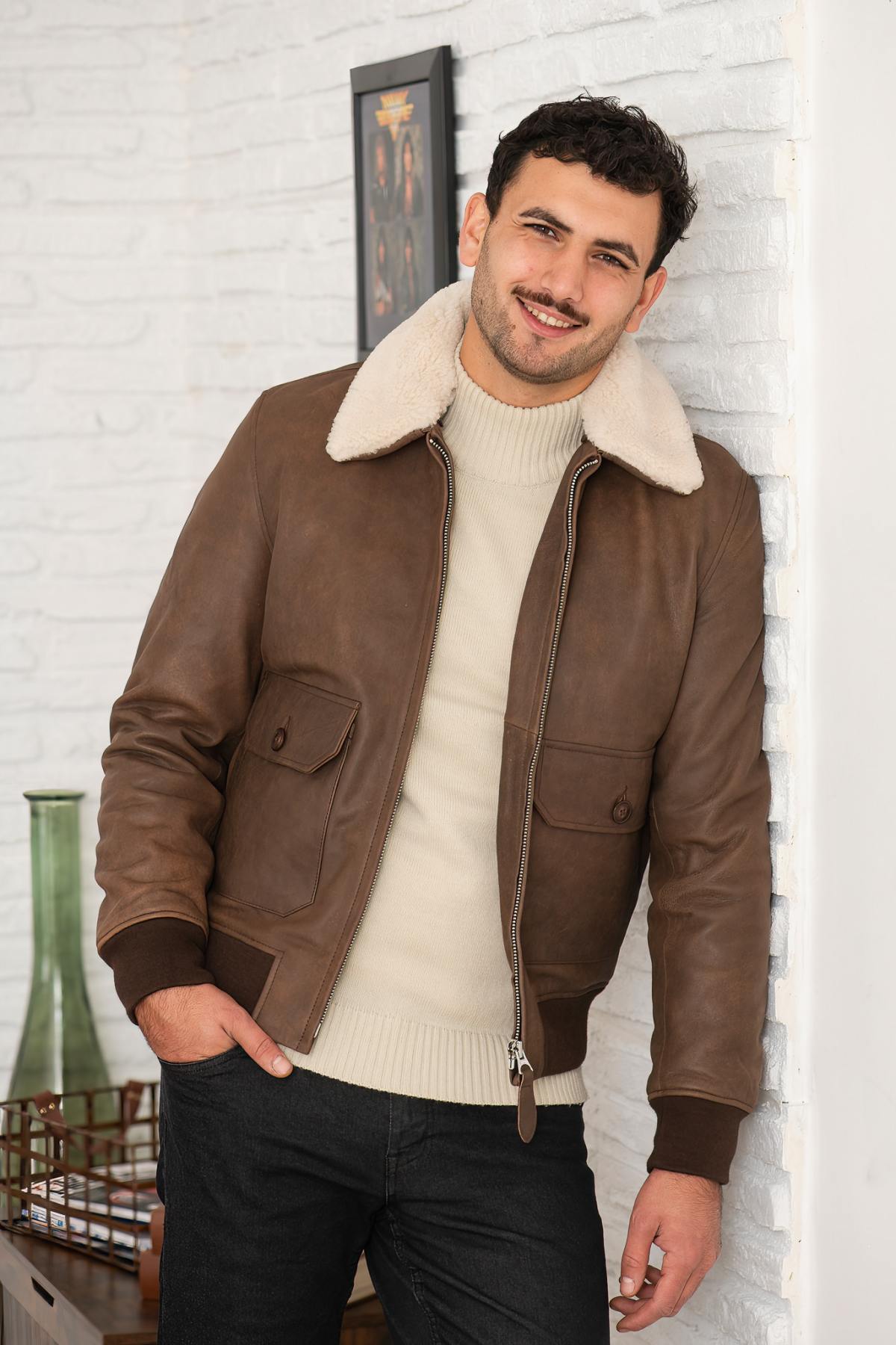 Chaqueta Hombre Schott LCAVIATORS25 ANT.BROWN — vista 1