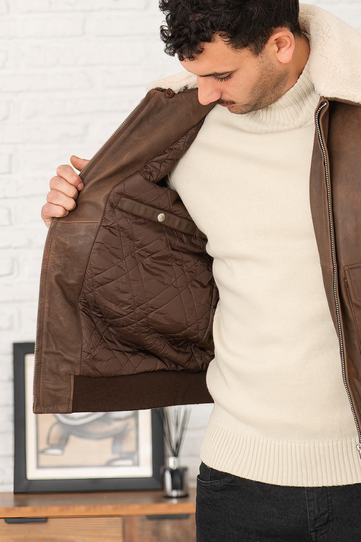 Chaqueta Hombre Schott LCAVIATORS25 ANT.BROWN — vista 7