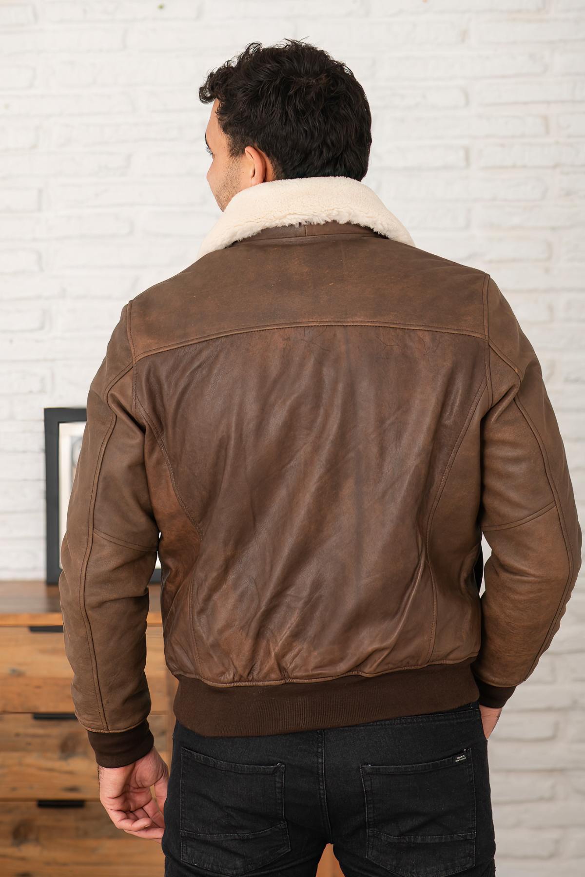 Chaqueta Hombre Schott LCAVIATORS25 ANT.BROWN — vista 3