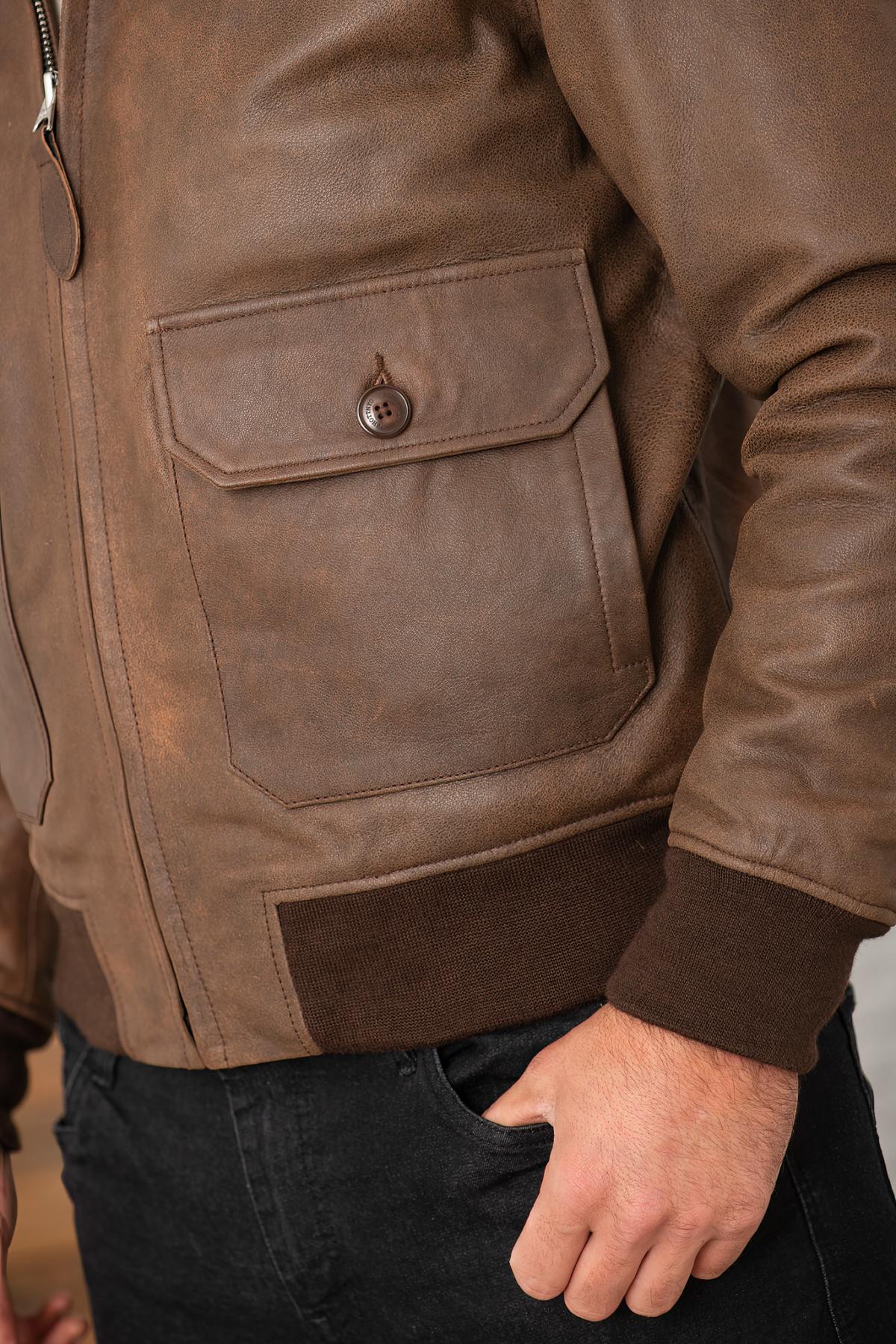 Chaqueta Hombre Schott LCAVIATORS25 ANT.BROWN — vista 5