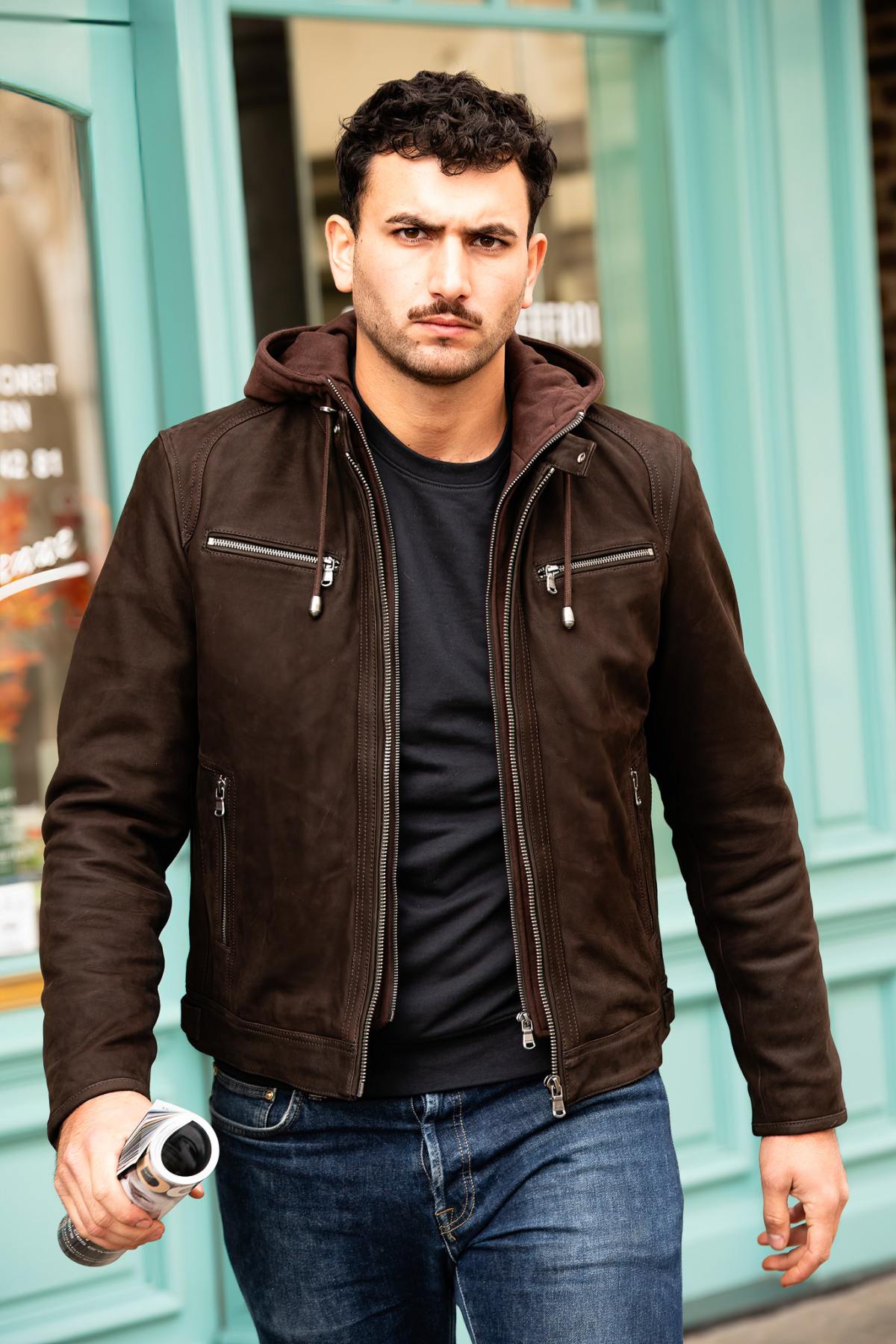 Giacche Uomo Daytona SCARONI HOOD COW MADISON BROWN — vista 1