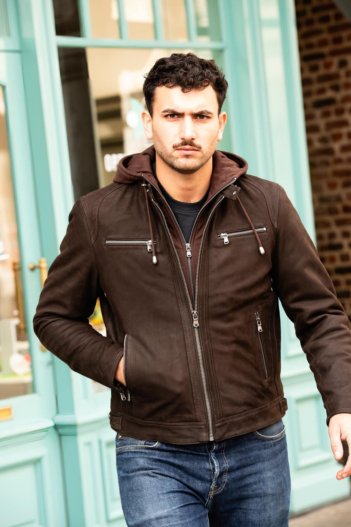 Giacche Uomo Daytona SCARONI HOOD COW MADISON BROWN — vista 3