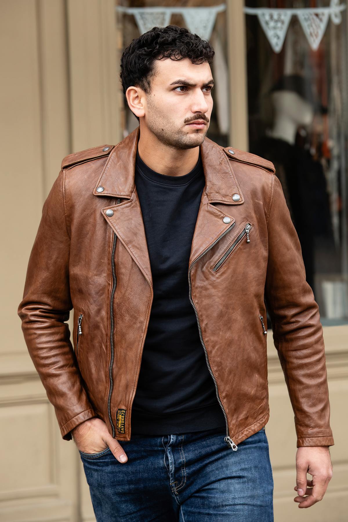 Giacche Uomo Daytona GOLBERG LAMB PAOLO DARK COGNAC — vista 1