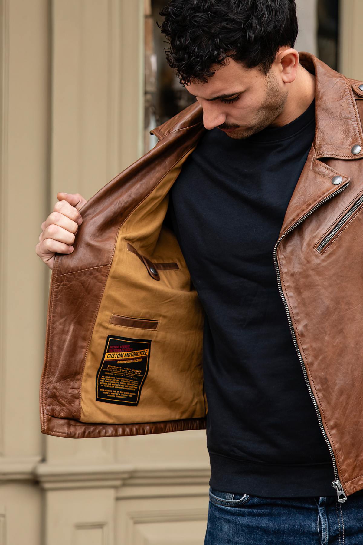 Giacche Uomo Daytona GOLBERG LAMB PAOLO DARK COGNAC — vista 5