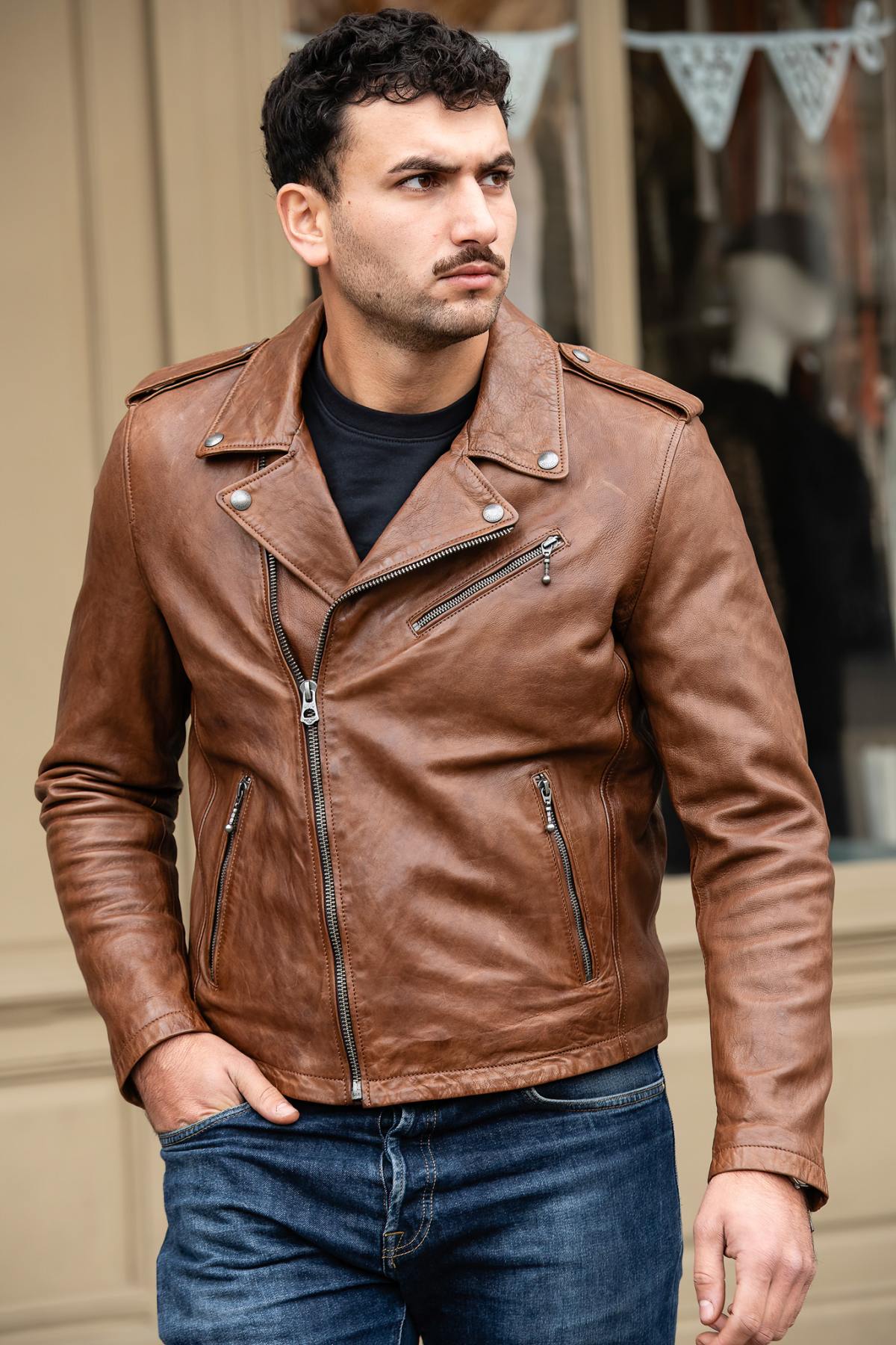 Giacche Uomo Daytona GOLBERG LAMB PAOLO DARK COGNAC — vista 4
