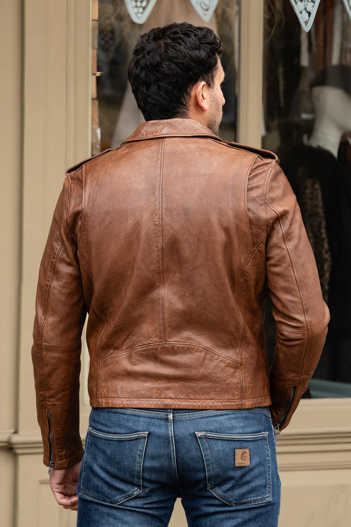 Giacche Uomo Daytona GOLBERG LAMB PAOLO DARK COGNAC — vista 3