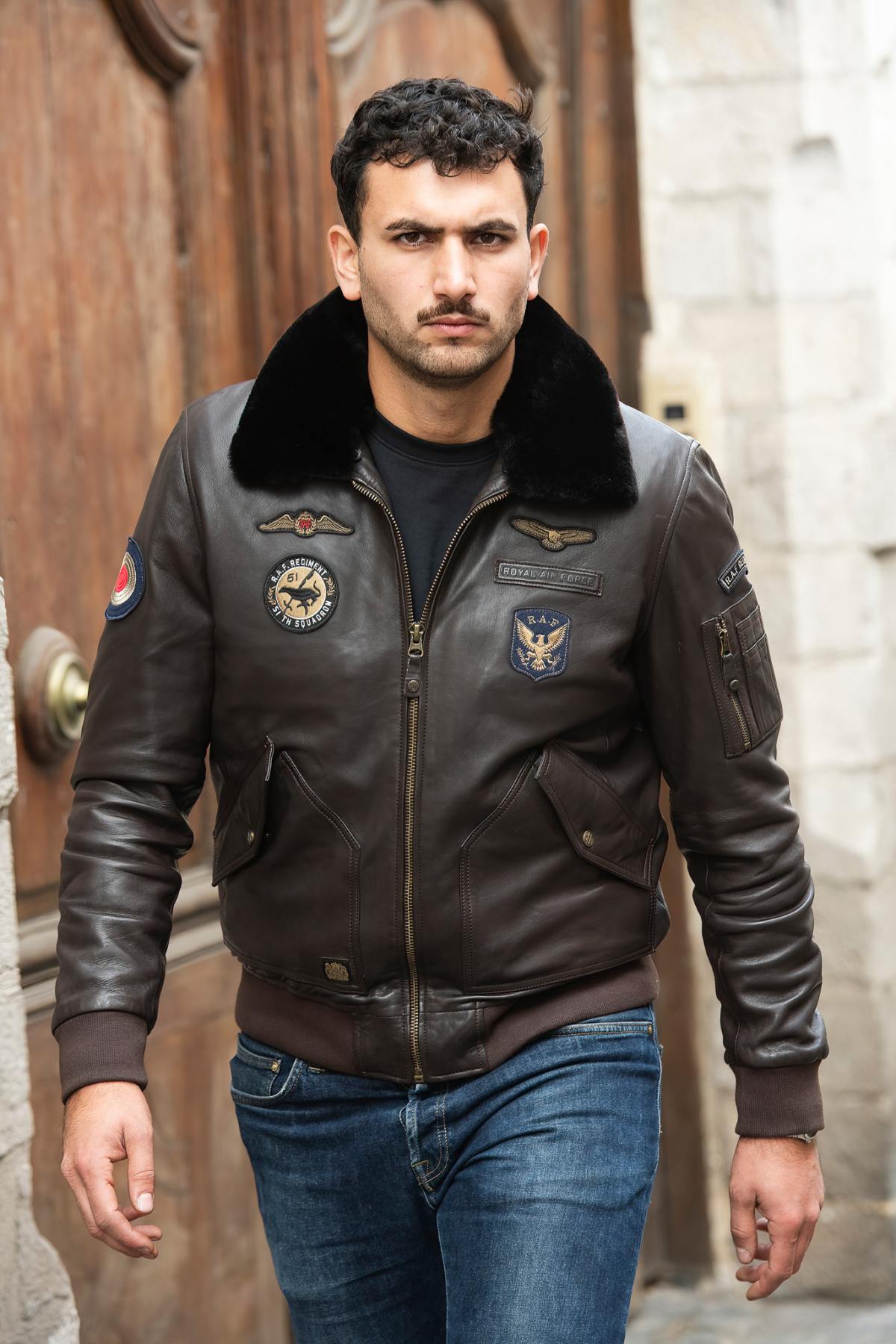Chaqueta Hombre Royal Air Force VICKERS DARK BROWN — vista 1