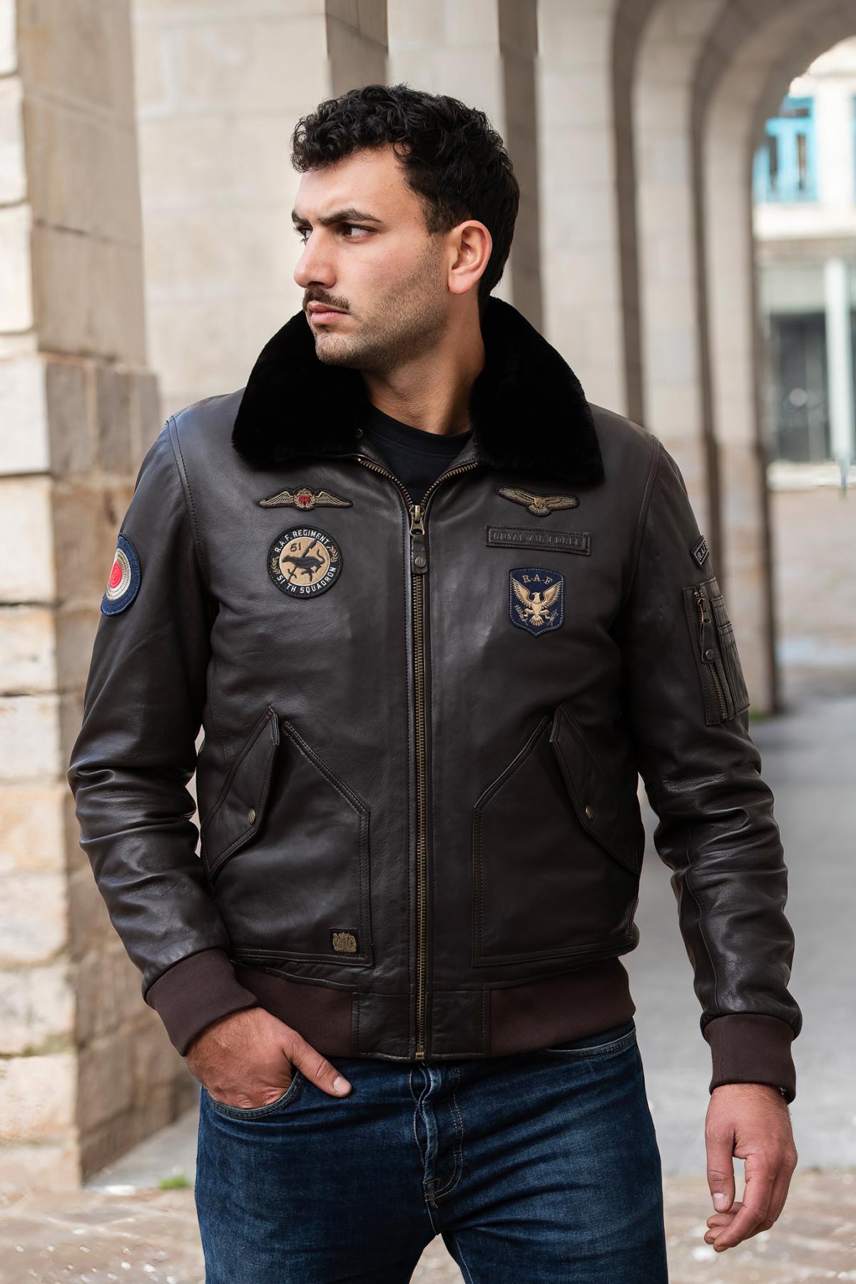 Chaqueta Hombre Royal Air Force VICKERS DARK BROWN — vista 8