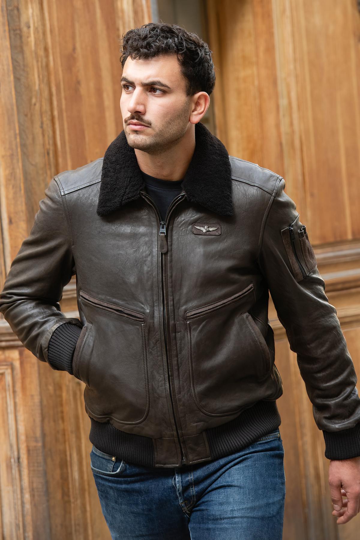 Herren Jacke Aeronautica Militare PN0964U100839 00097 MARRONE SCURO — Ansicht 1