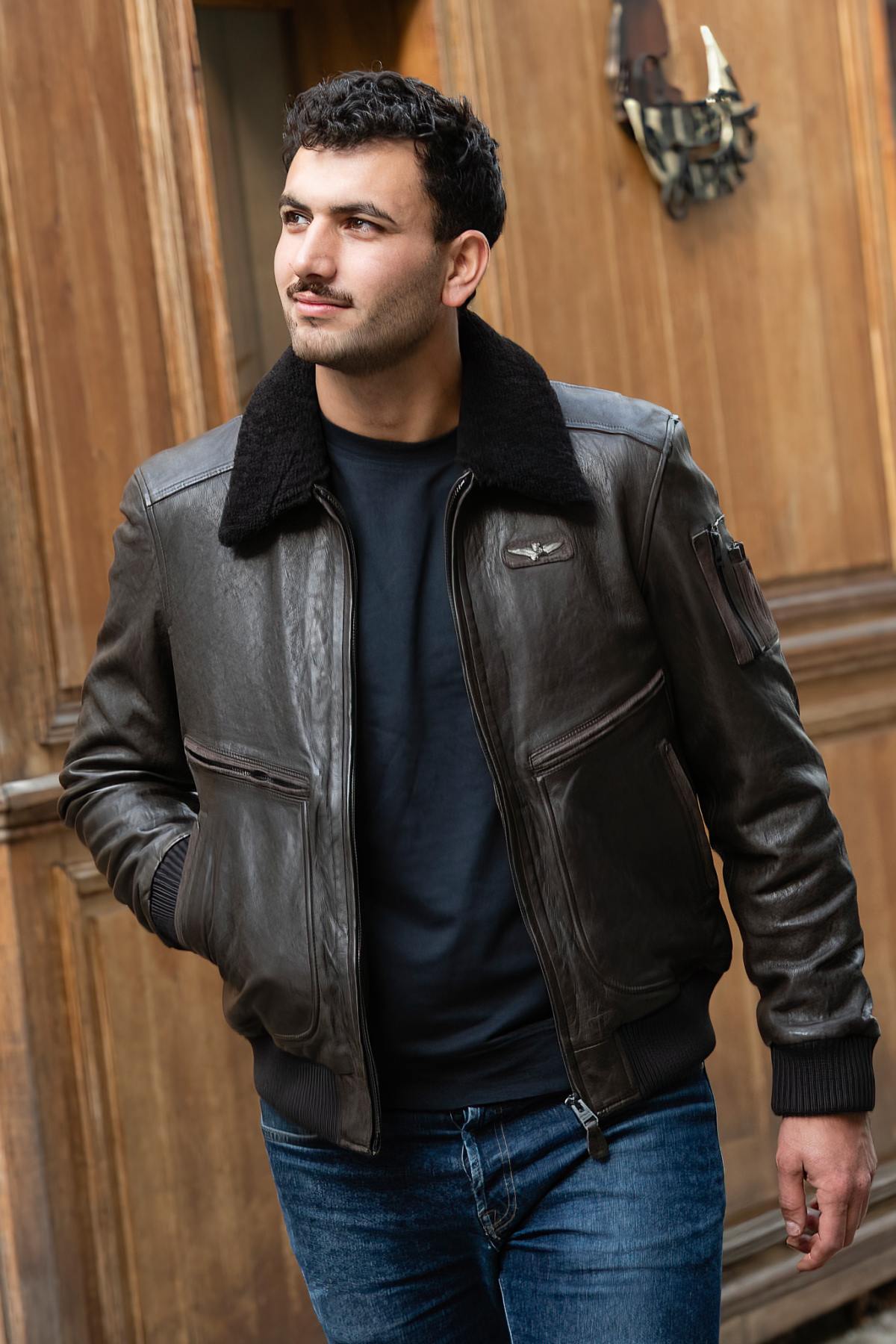 Herren Jacke Aeronautica Militare PN0964U100839 00097 MARRONE SCURO — Ansicht 4