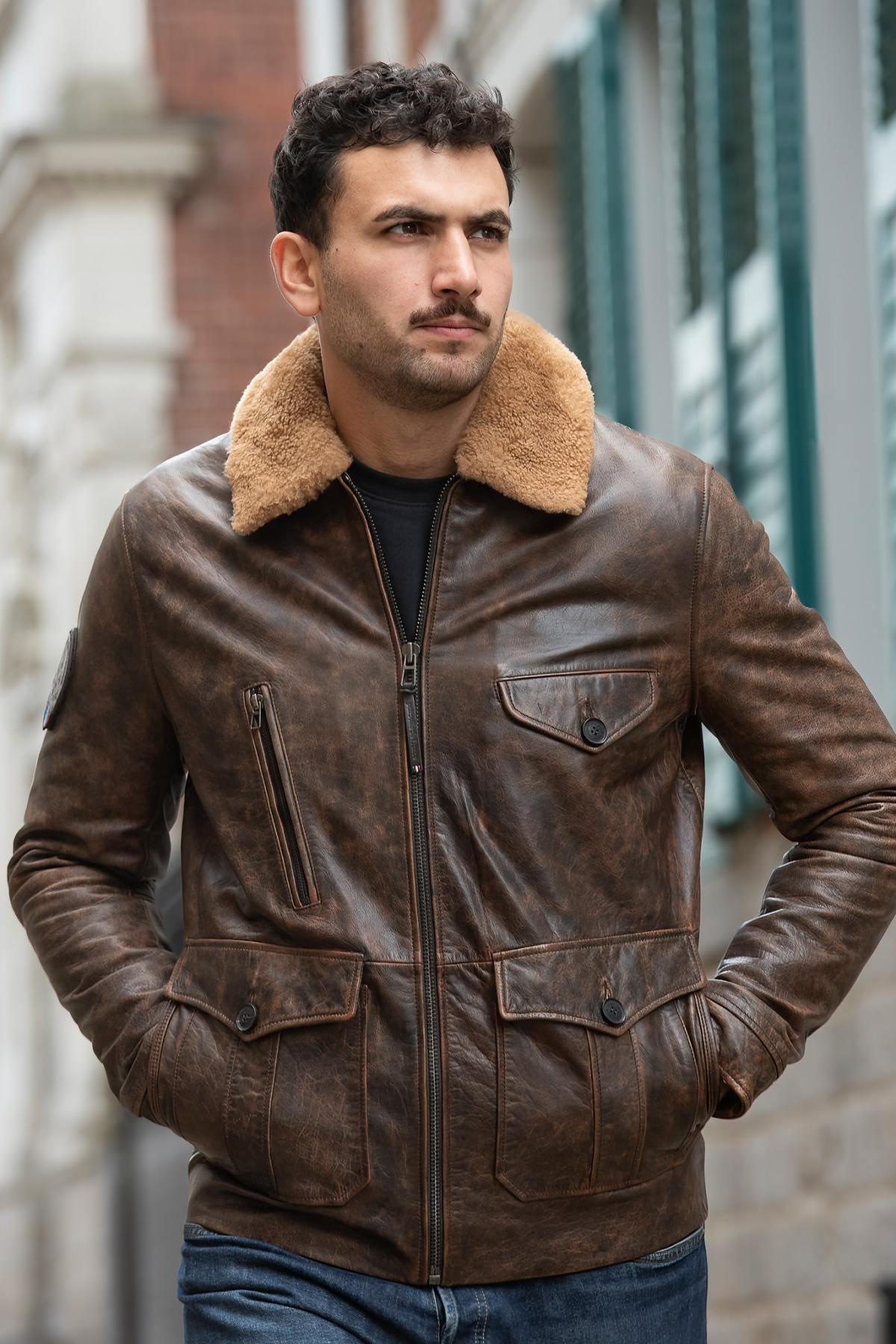 Giacche Uomo Patrouille De France CANADIAN AERONEF BROWN — vista 5