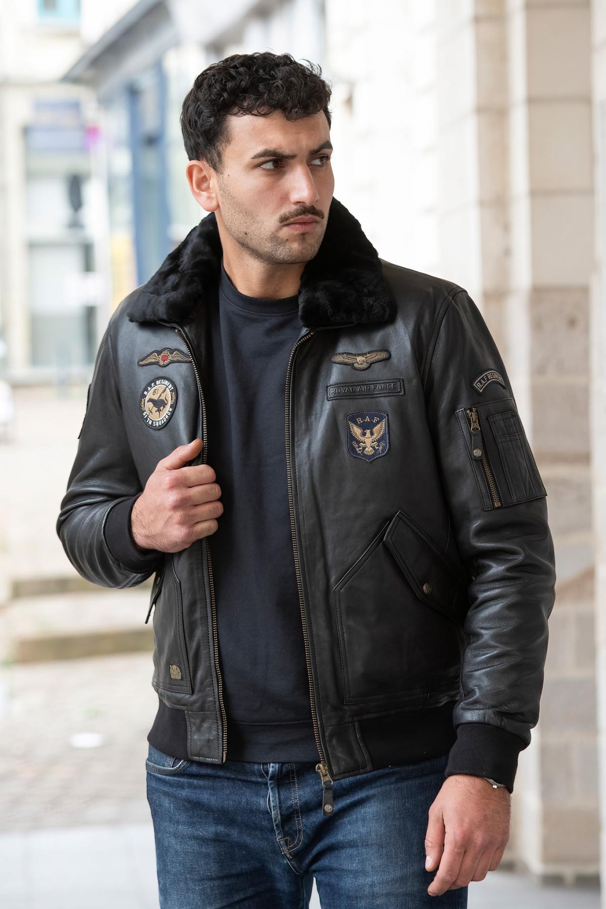 Giacche Uomo Royal Air Force VICKERS BLACK — vista 4