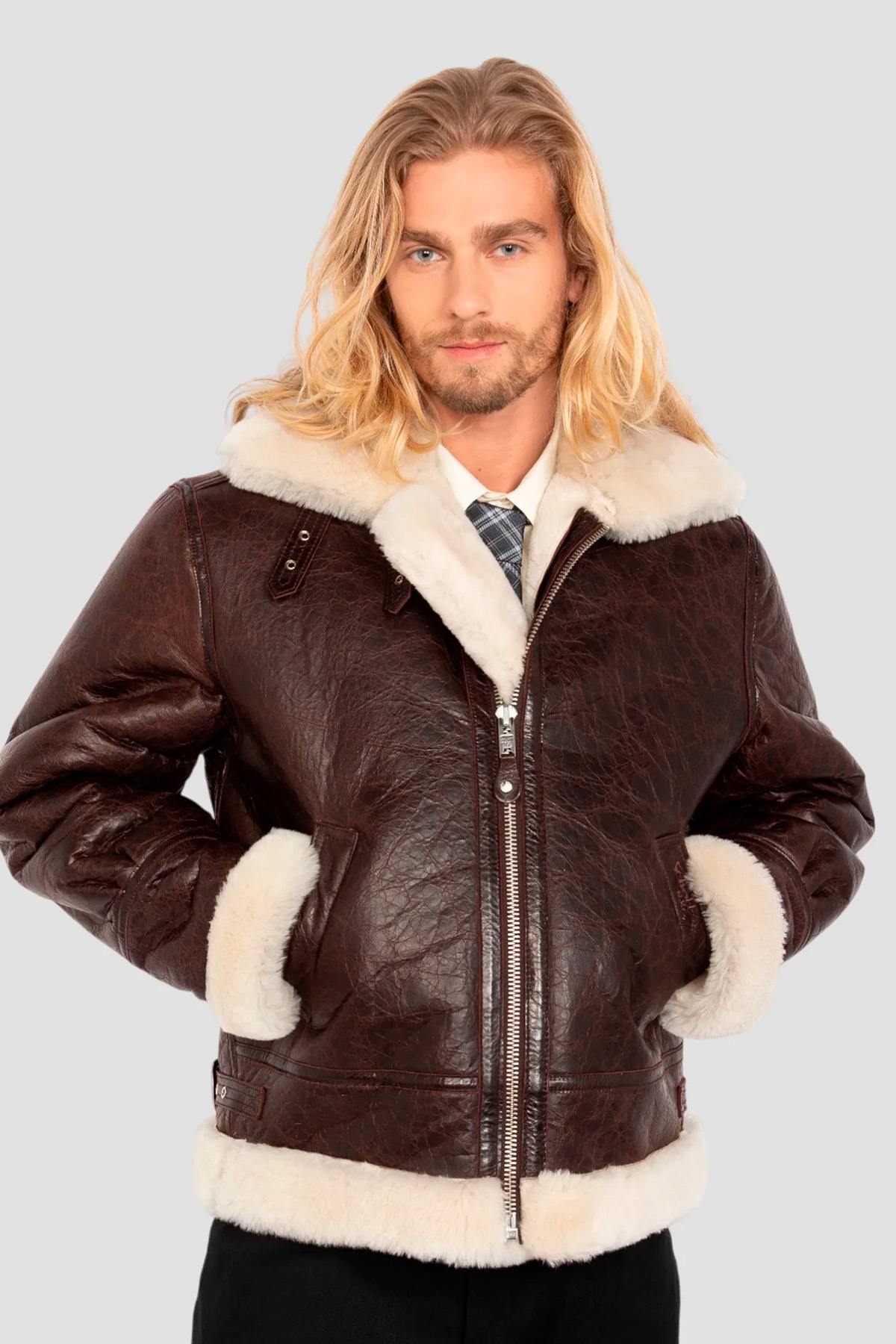 Herren Jacke Schott LC1259CRACK BROWN — Ansicht 3