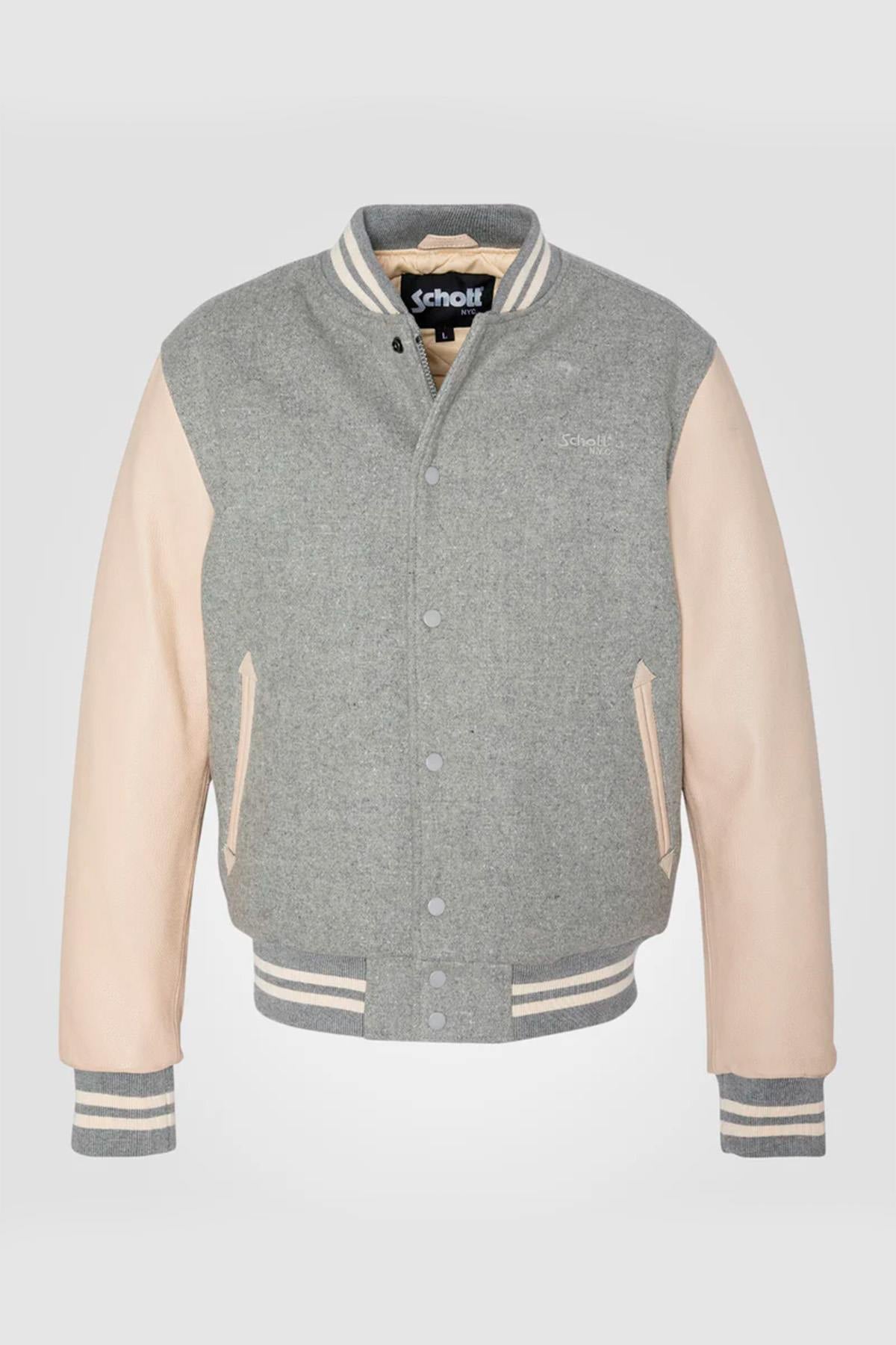 Giacche Uomo Schott LC8705 LIGHT GREY / BEIGE — vista 1