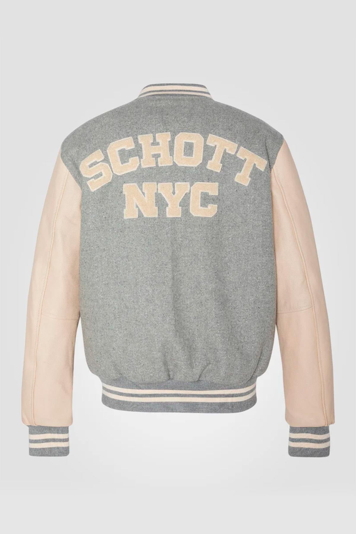 Giacche Uomo Schott LC8705 LIGHT GREY / BEIGE — vista 2