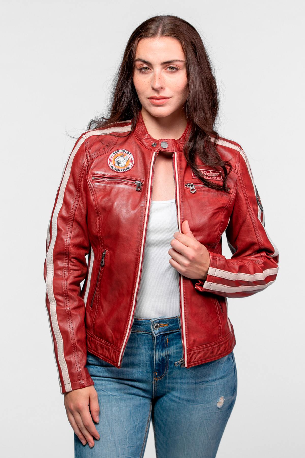 Chaqueta Mujeres Von Dutch ROADIE VON SHEEP ATLAS VEG RED — vista 1