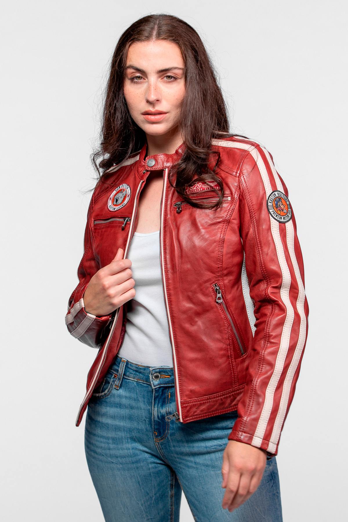 Chaqueta Mujeres Von Dutch ROADIE VON SHEEP ATLAS VEG RED — vista 2