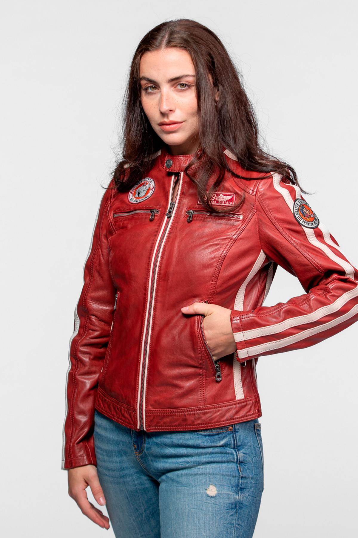 Chaqueta Mujeres Von Dutch ROADIE VON SHEEP ATLAS VEG RED — vista 4