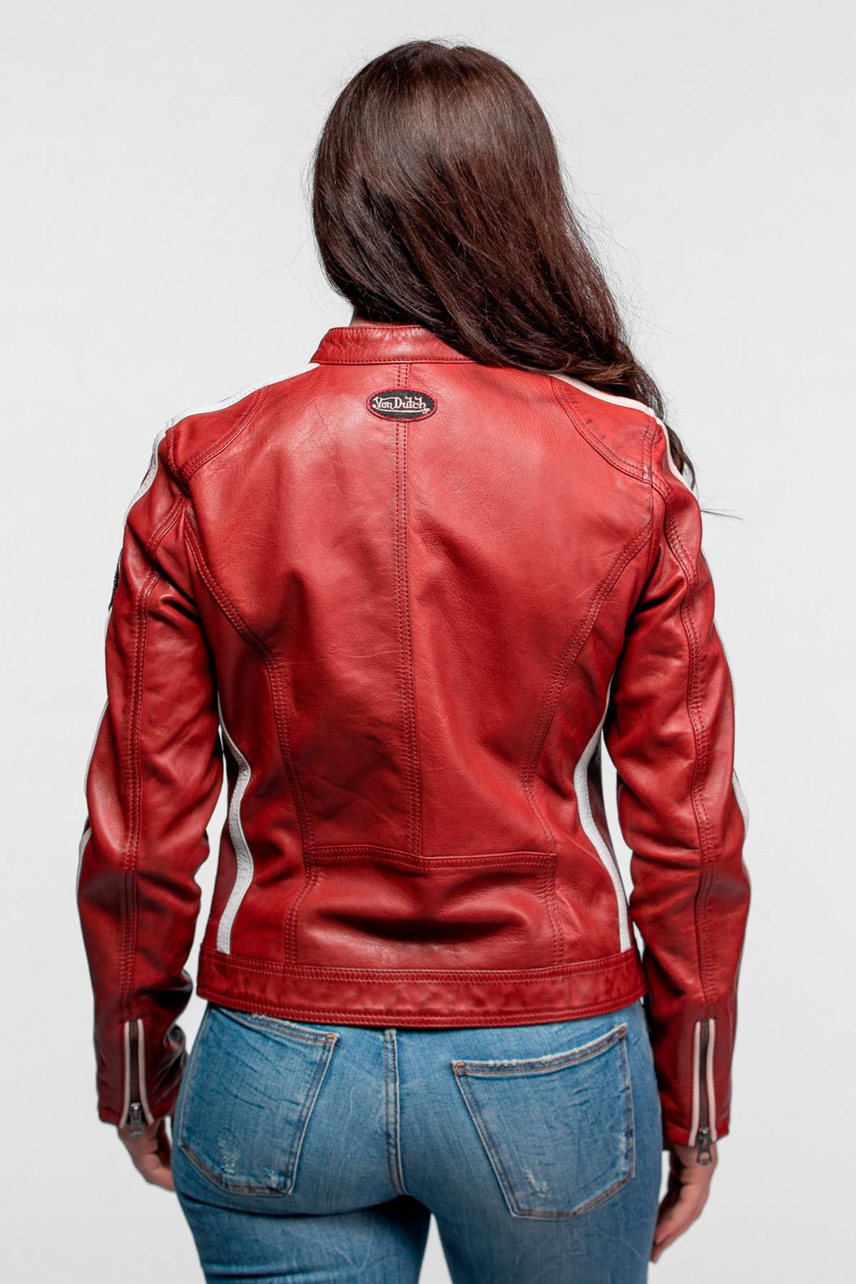 Chaqueta Mujeres Von Dutch ROADIE VON SHEEP ATLAS VEG RED — vista 3