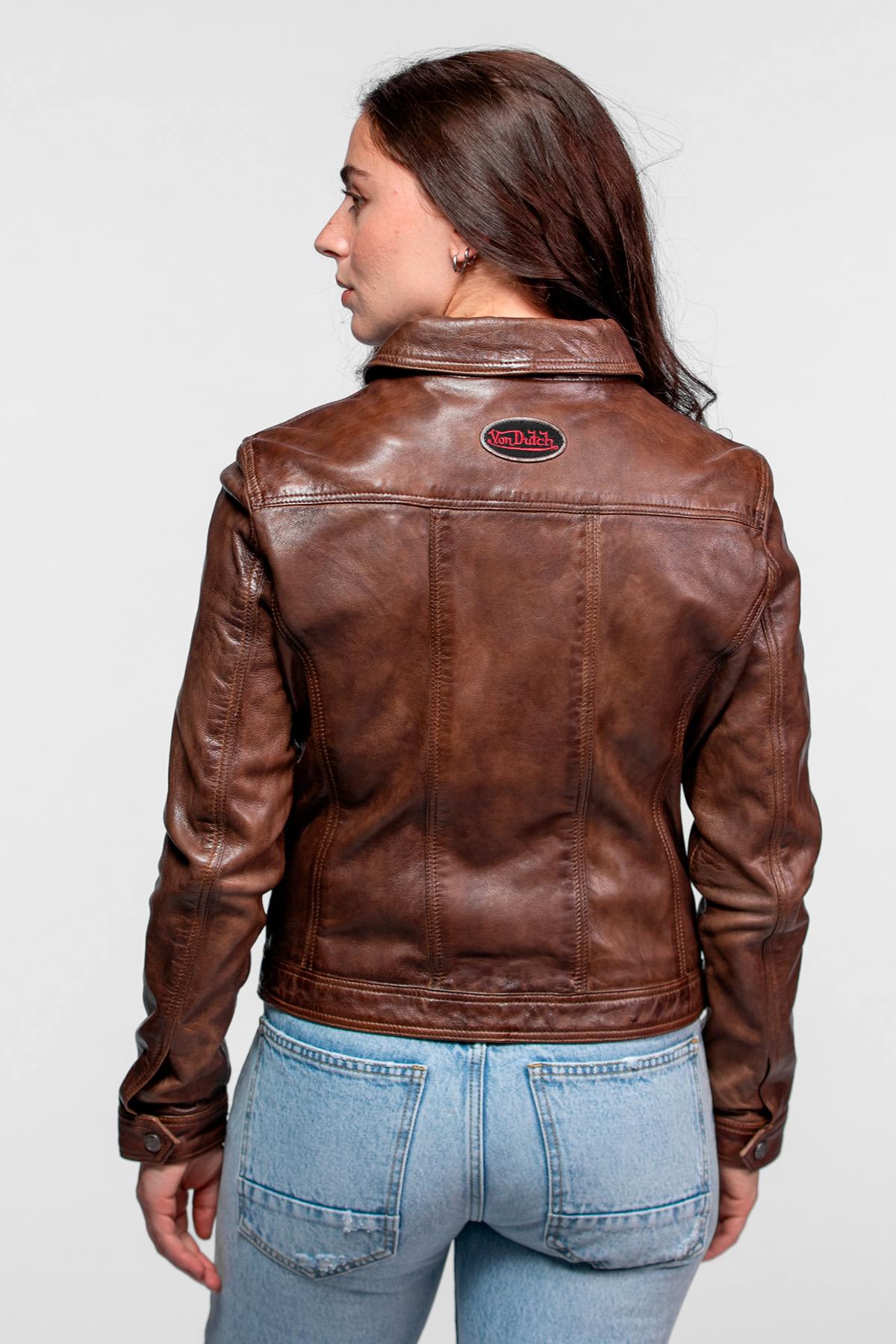 Chaqueta Mujeres Von Dutch JEANS VON LAMB PAOLO DARK COGNAC — vista 2
