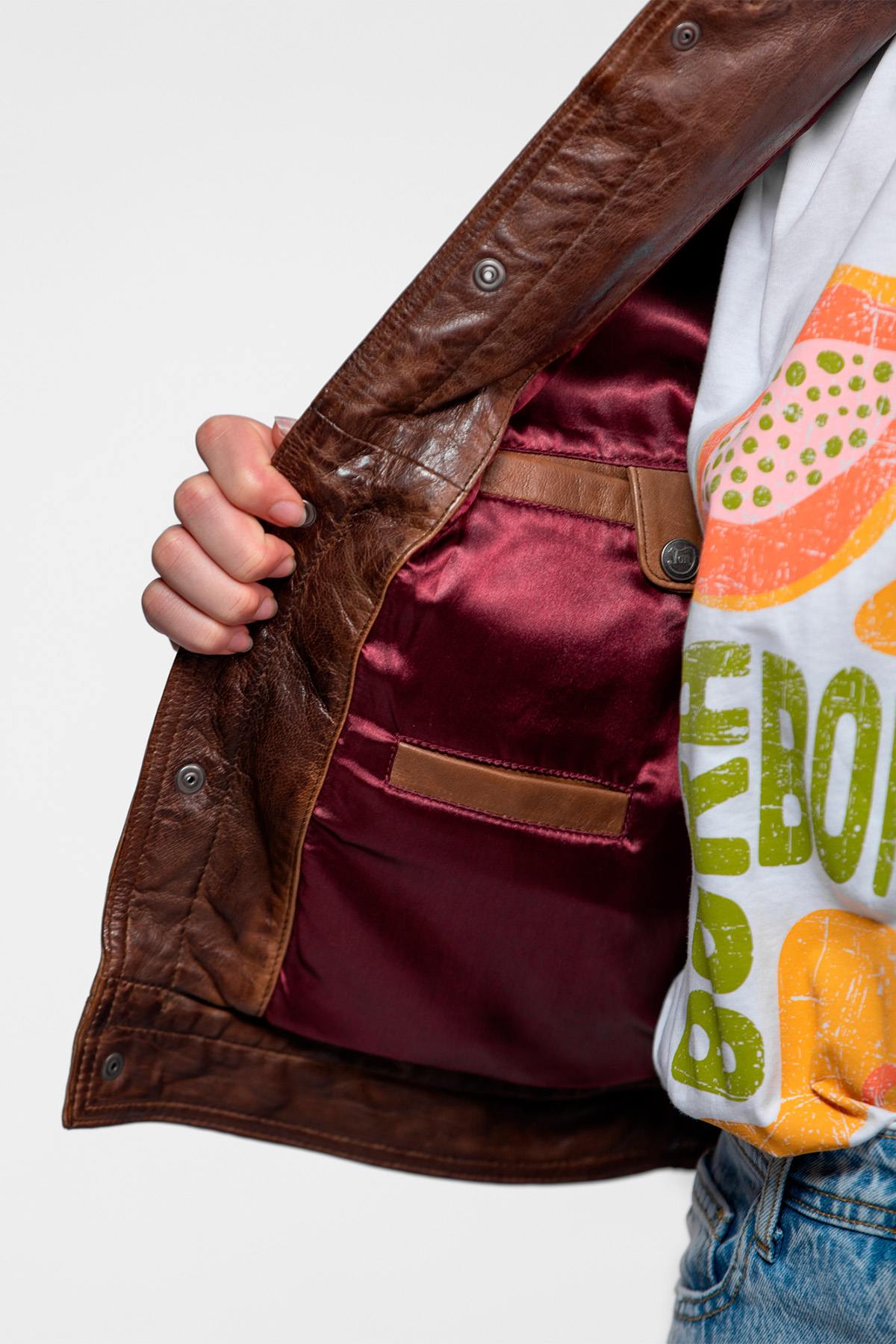 Chaqueta Mujeres Von Dutch JEANS VON LAMB PAOLO DARK COGNAC — vista 7