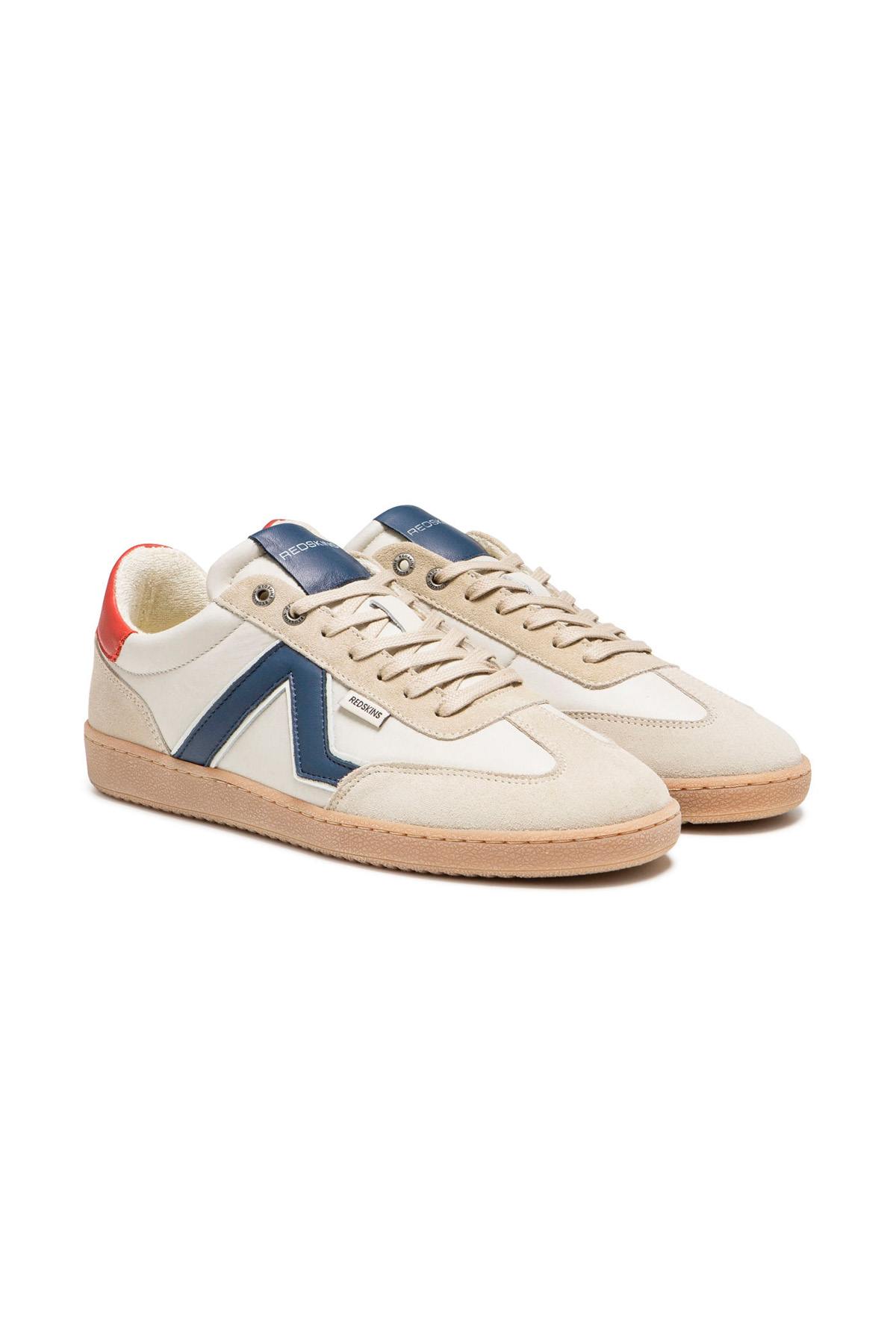 Scarpe Da Ginnastica In Pelle Uomo Redskins ELDORADO ECRU MARINE ROUGE — vista 1