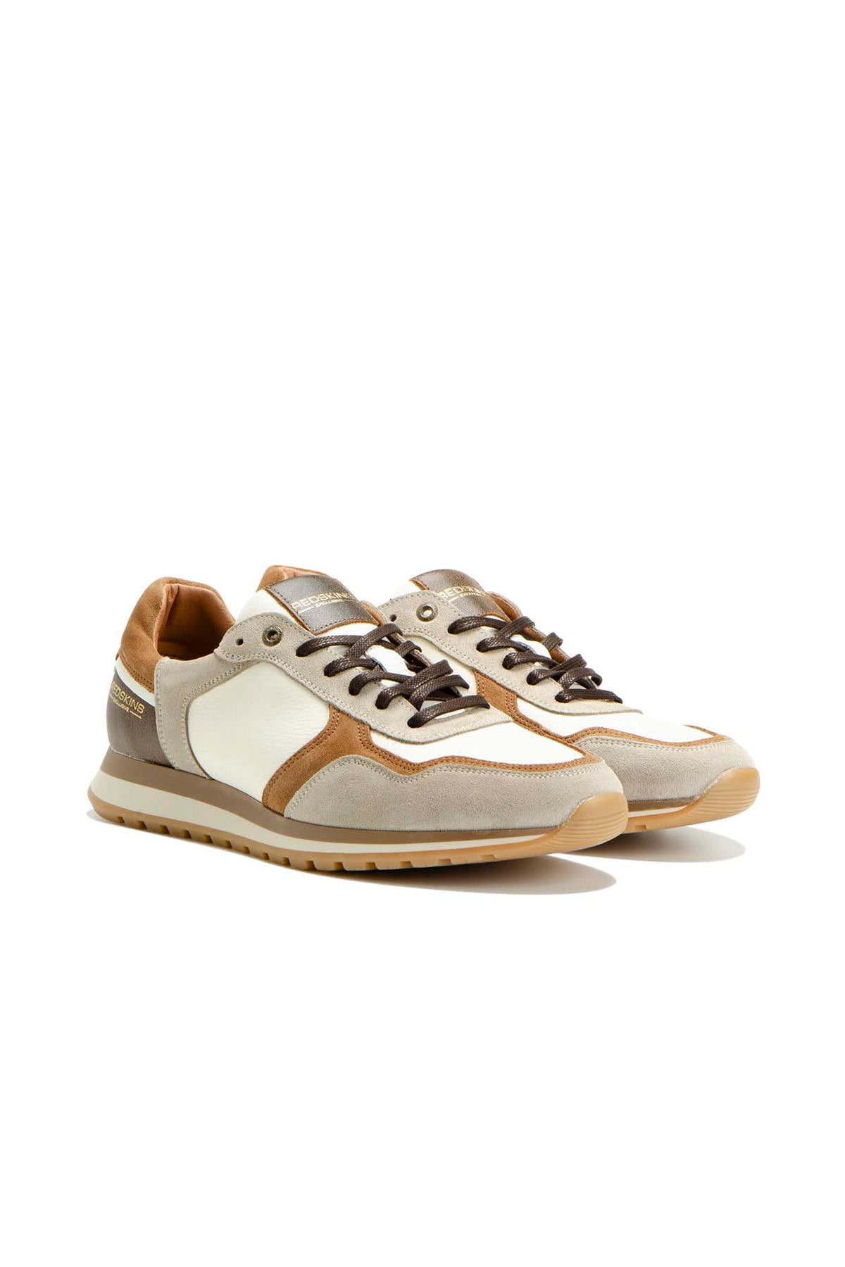 Scarpe Da Ginnastica In Pelle Uomo Redskins MARANO ECRU BEIGE COGNAC — vista 1