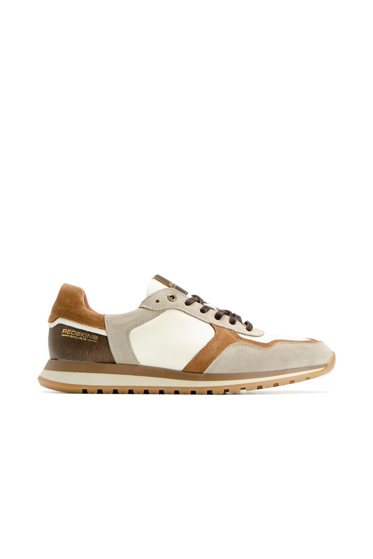 Scarpe Da Ginnastica In Pelle Uomo Redskins MARANO ECRU BEIGE COGNAC — vista 3