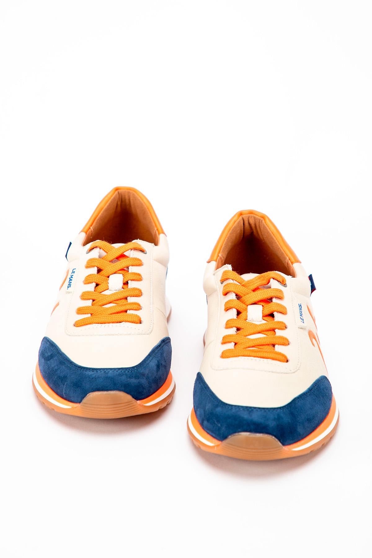 Herren Ledersneakers 24h Le Mans "24H" ECRU / BLEU ROYAL/ ORANGE — Ansicht 2
