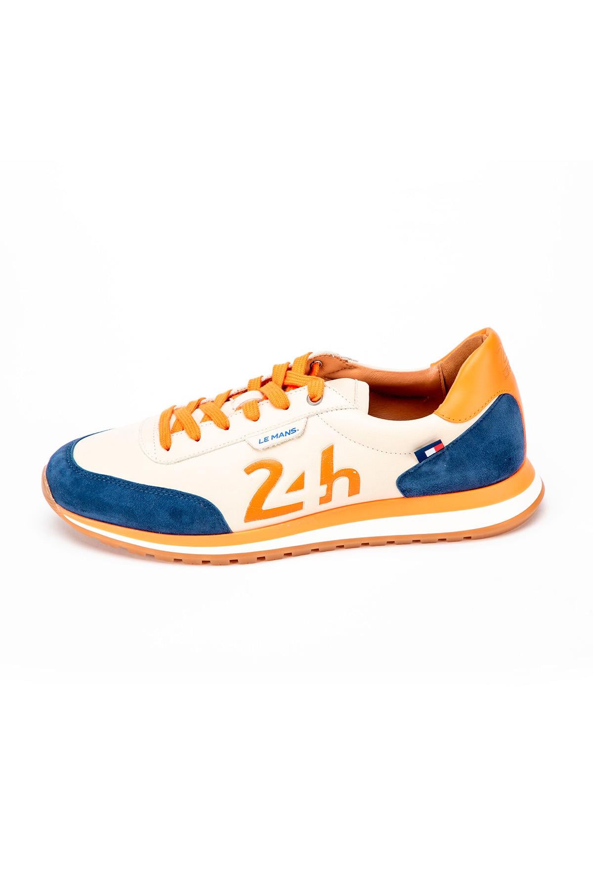 Herren Ledersneakers 24h Le Mans "24H" ECRU / BLEU ROYAL/ ORANGE — Ansicht 3