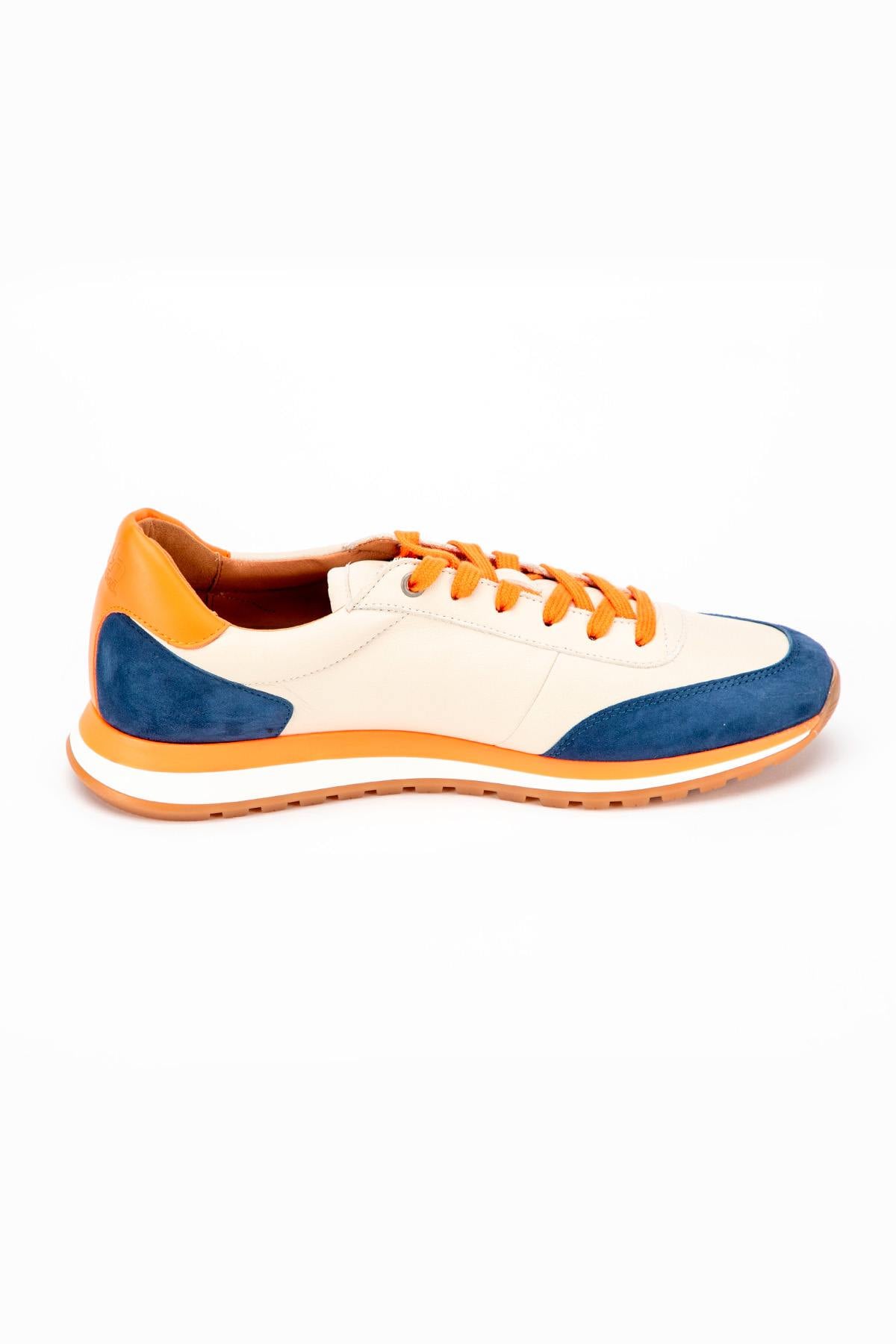 Herren Ledersneakers 24h Le Mans "24H" ECRU / BLEU ROYAL/ ORANGE — Ansicht 4