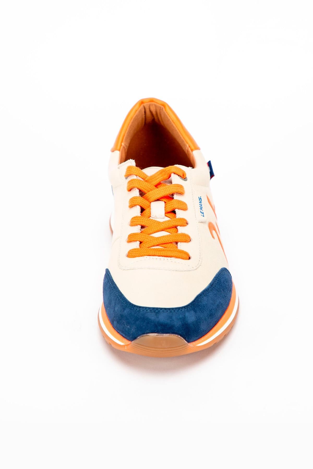 Herren Ledersneakers 24h Le Mans "24H" ECRU / BLEU ROYAL/ ORANGE — Ansicht 5