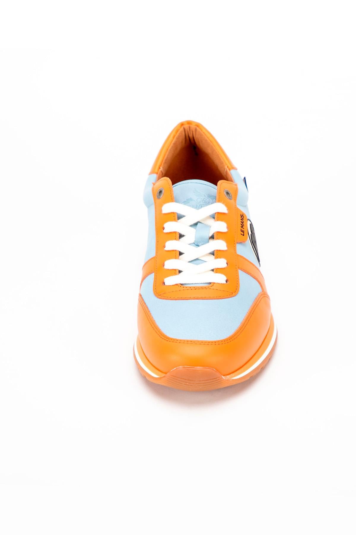 Herren Ledersneakers 24h Le Mans "66" BLEU CIEL/ORANGE — Ansicht 6