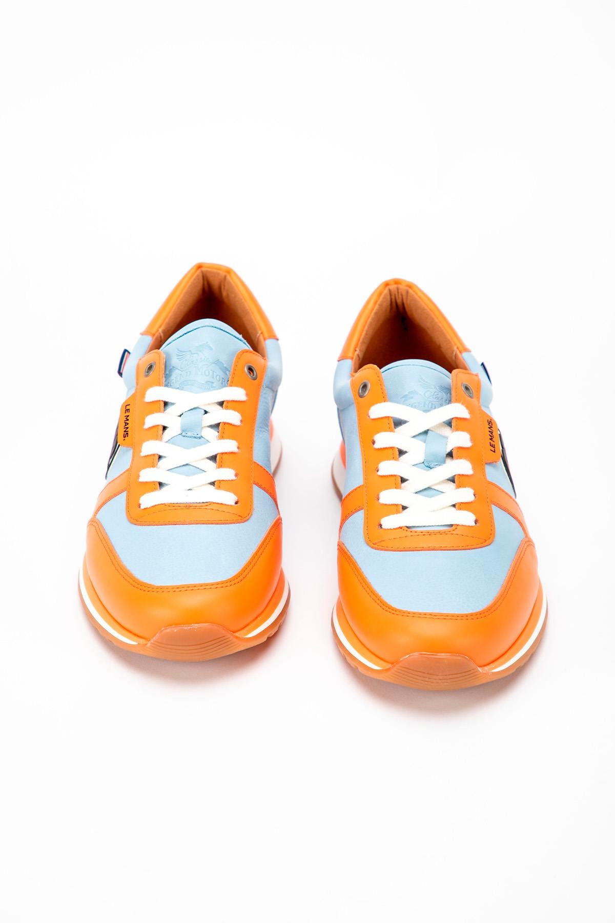 Herren Ledersneakers 24h Le Mans "66" BLEU CIEL/ORANGE — Ansicht 3