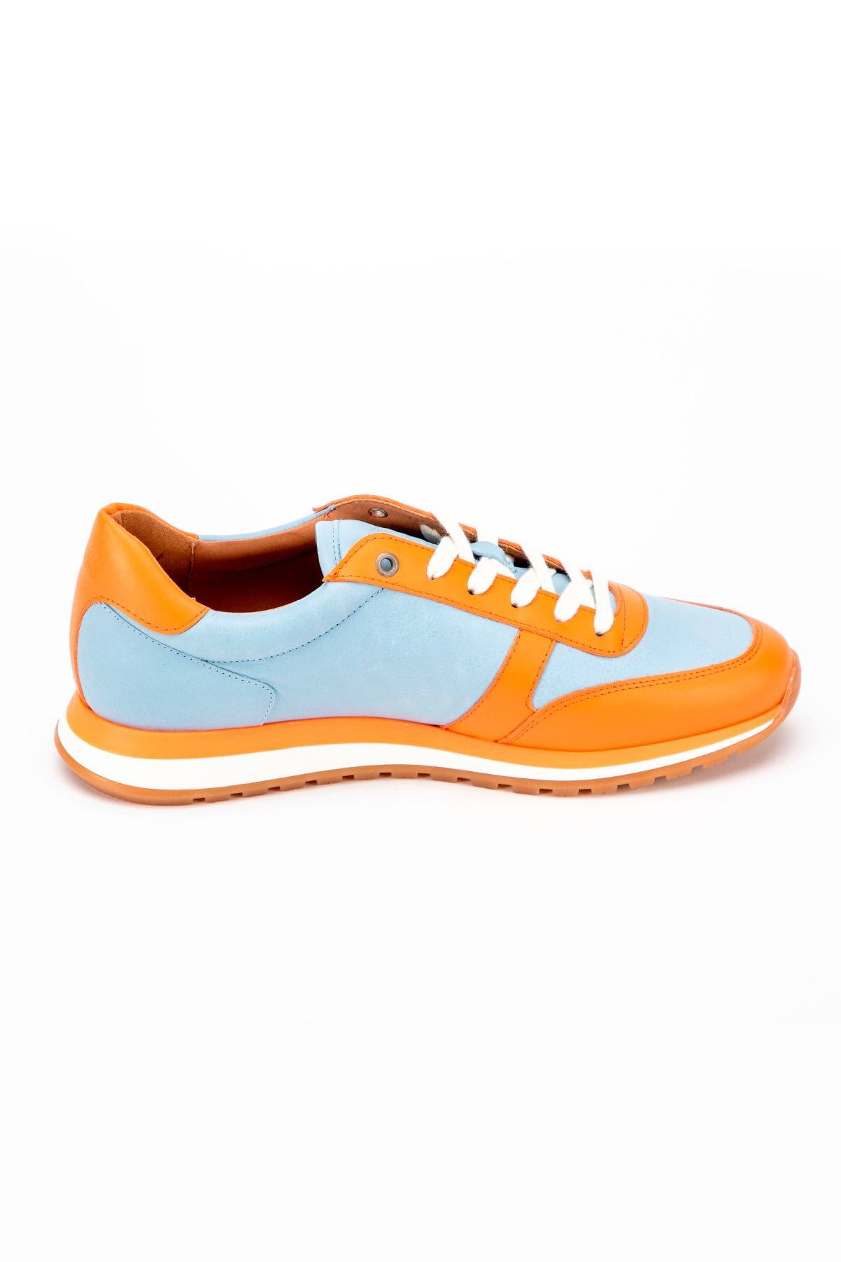 Herren Ledersneakers 24h Le Mans "66" BLEU CIEL/ORANGE — Ansicht 5