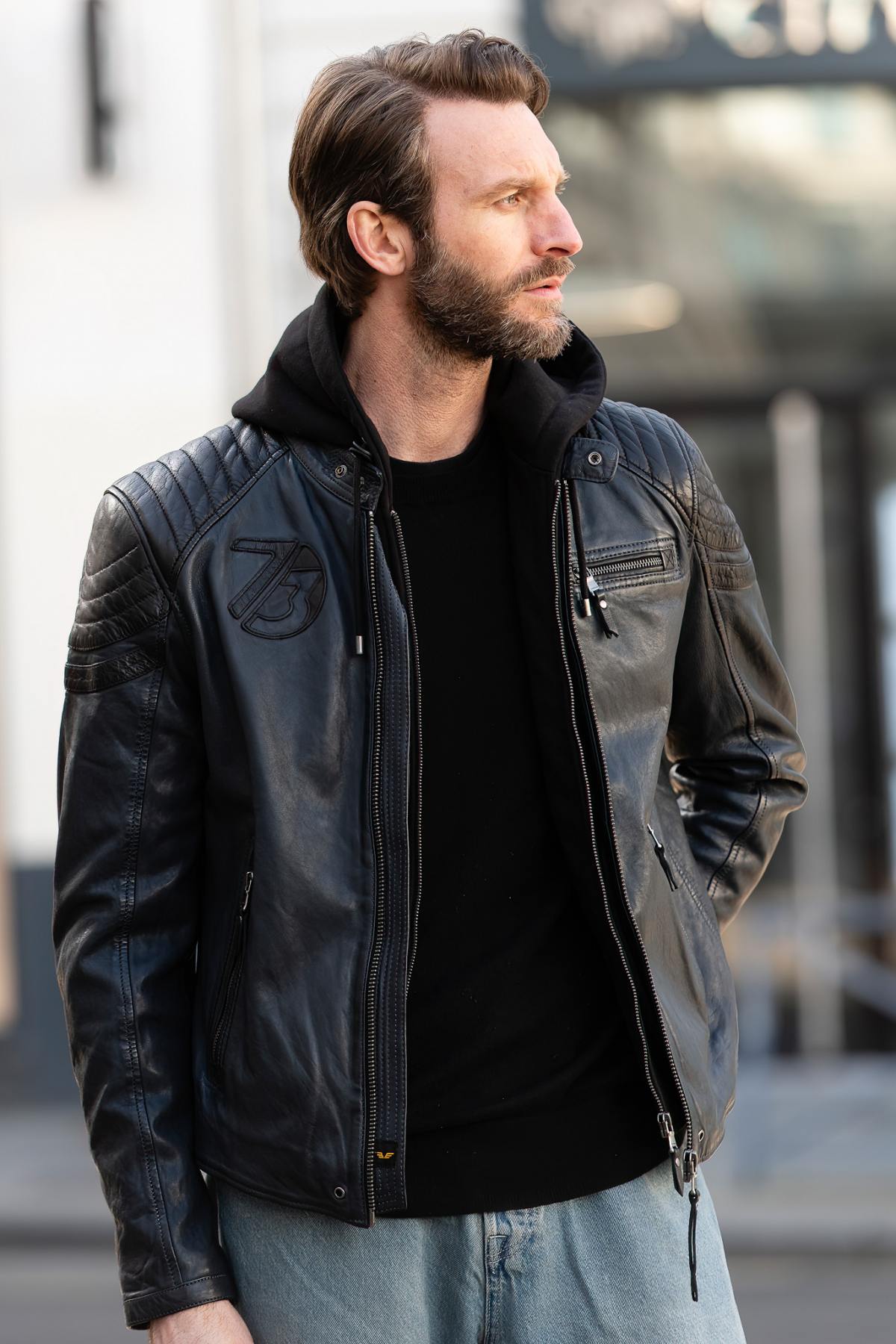 Blouson Homme Daytona DODDS HOOD LAMB VITA NAVY BLUE — vue 3