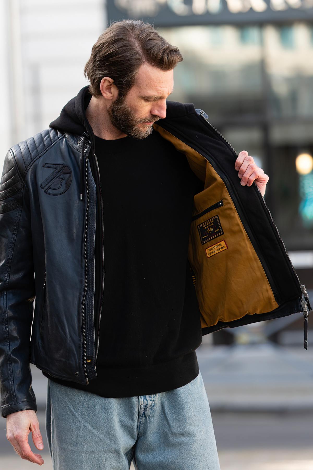 Blouson Homme Daytona DODDS HOOD LAMB VITA NAVY BLUE — vue 5