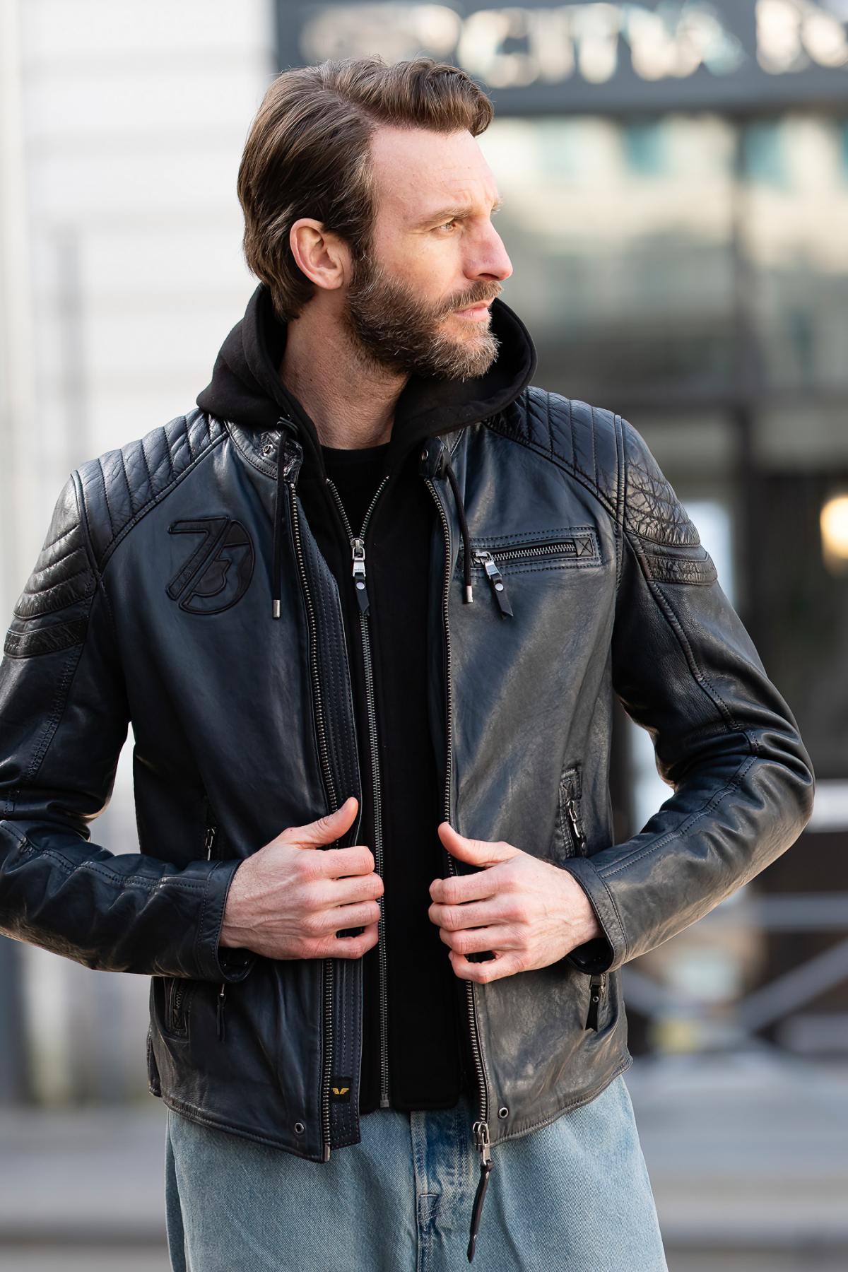 Blouson Homme Daytona DODDS HOOD LAMB VITA NAVY BLUE — vue 1