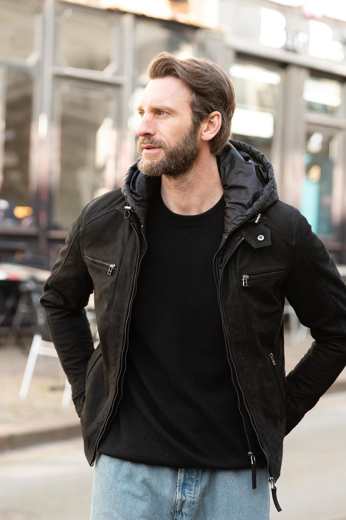 Herren Jacke Serge Pariente ERICO BUFF NUBUCK BLACK — Ansicht 1