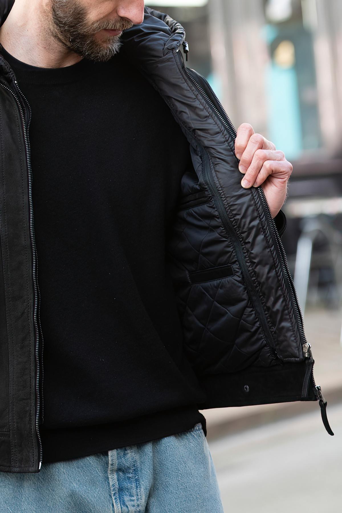 Herren Jacke Serge Pariente ERICO BUFF NUBUCK BLACK — Ansicht 6