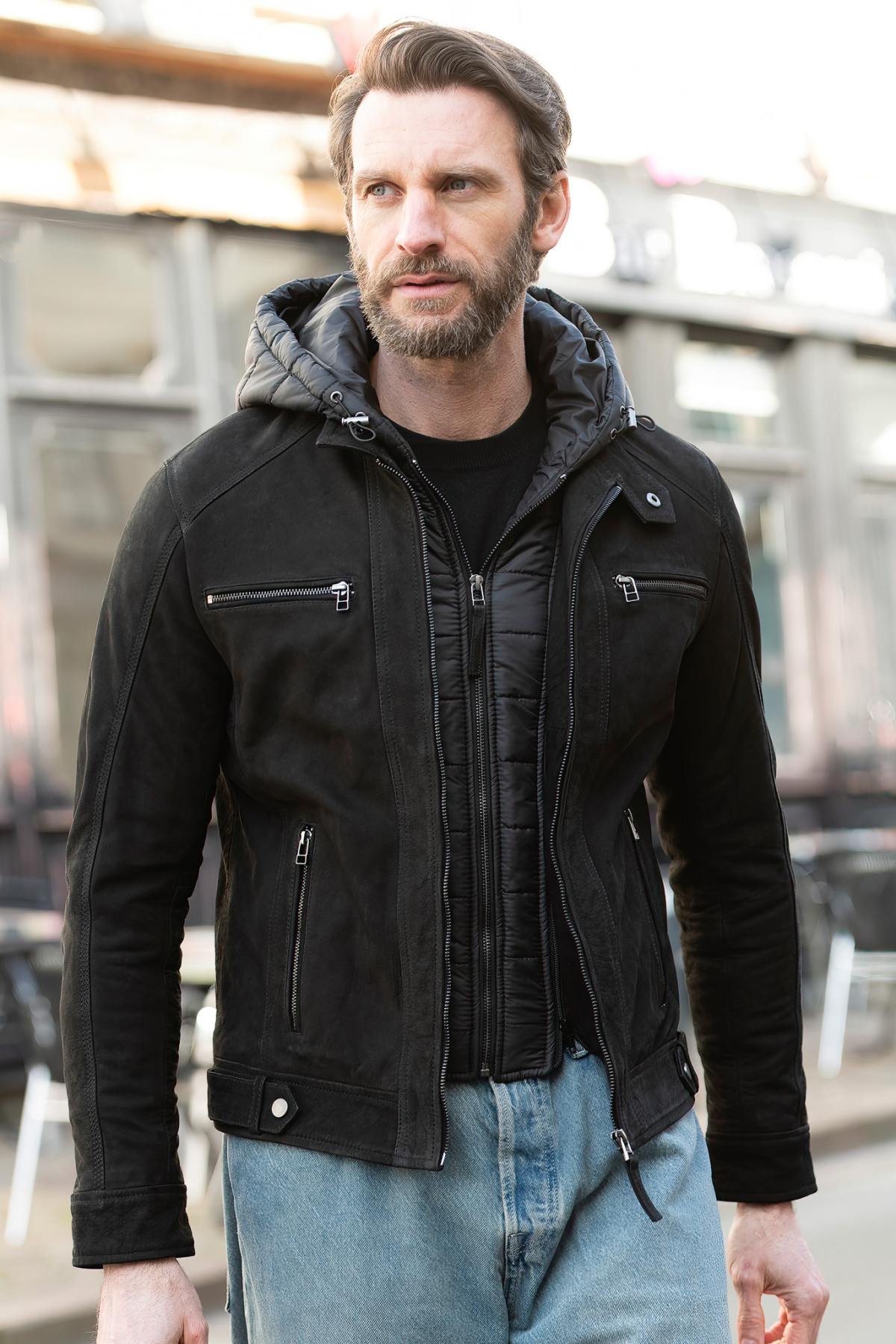 Herren Jacke Serge Pariente ERICO BUFF NUBUCK BLACK — Ansicht 5