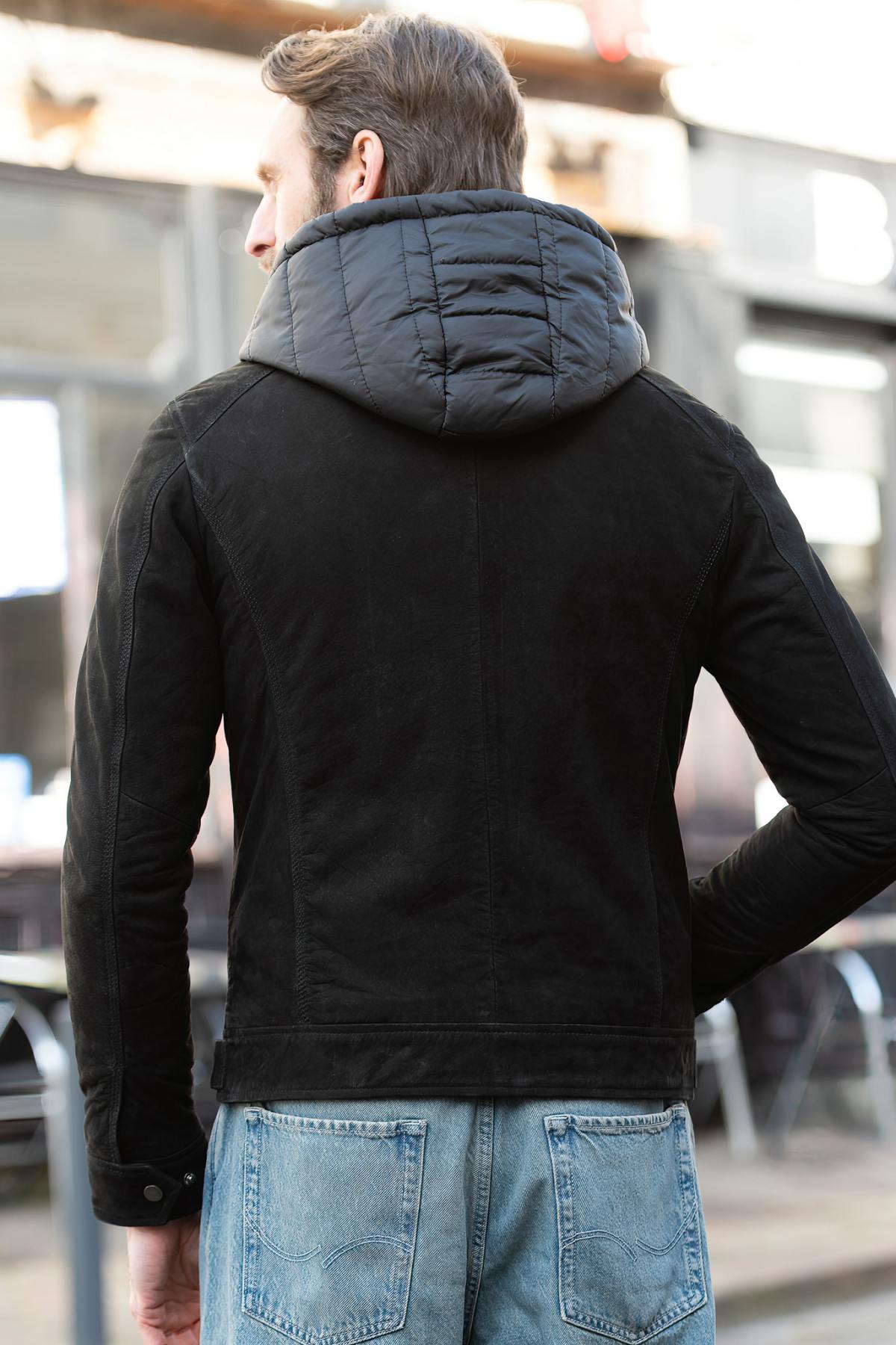 Herren Jacke Serge Pariente ERICO BUFF NUBUCK BLACK — Ansicht 4