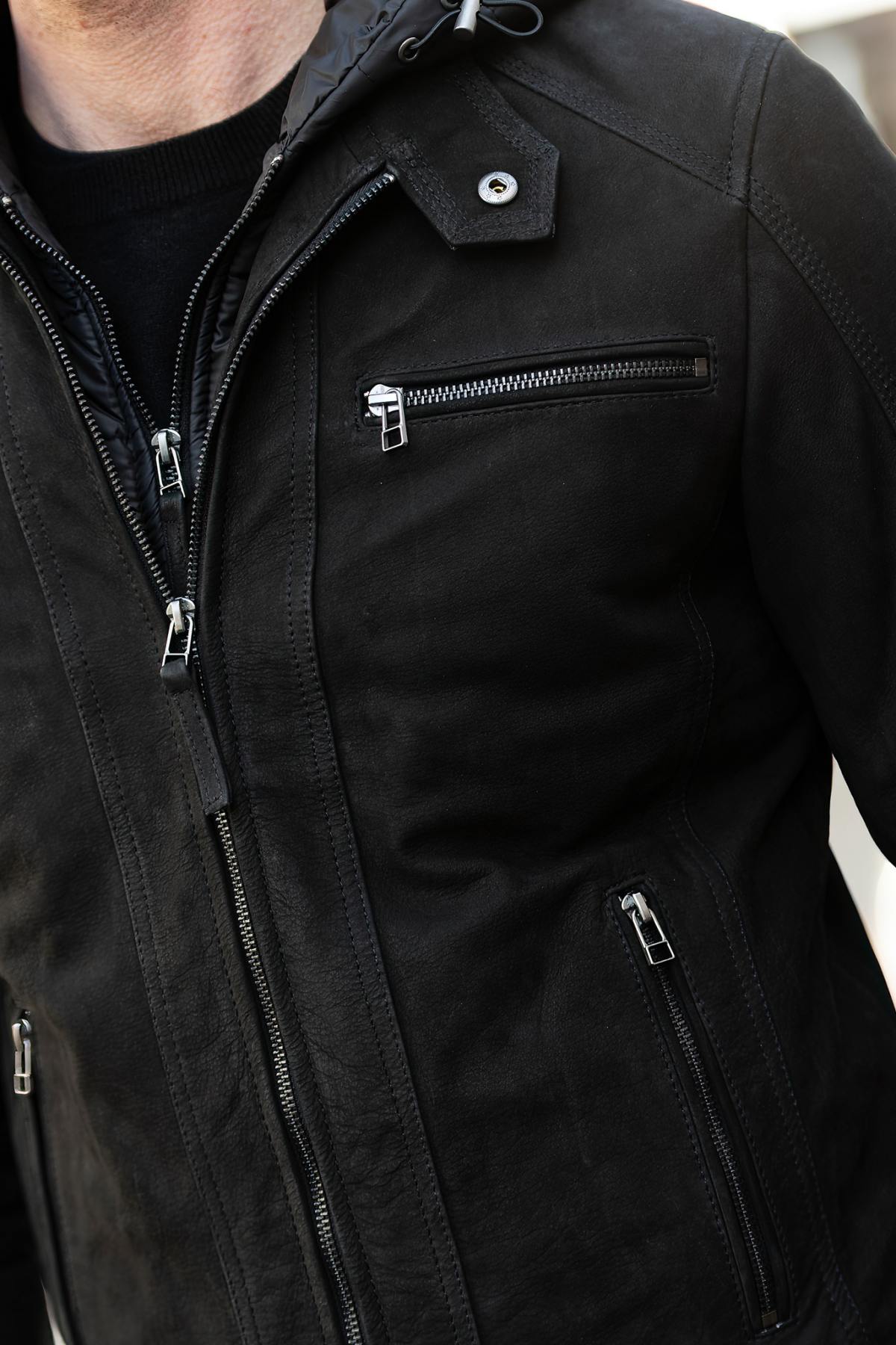 Herren Jacke Serge Pariente ERICO BUFF NUBUCK BLACK — Ansicht 3