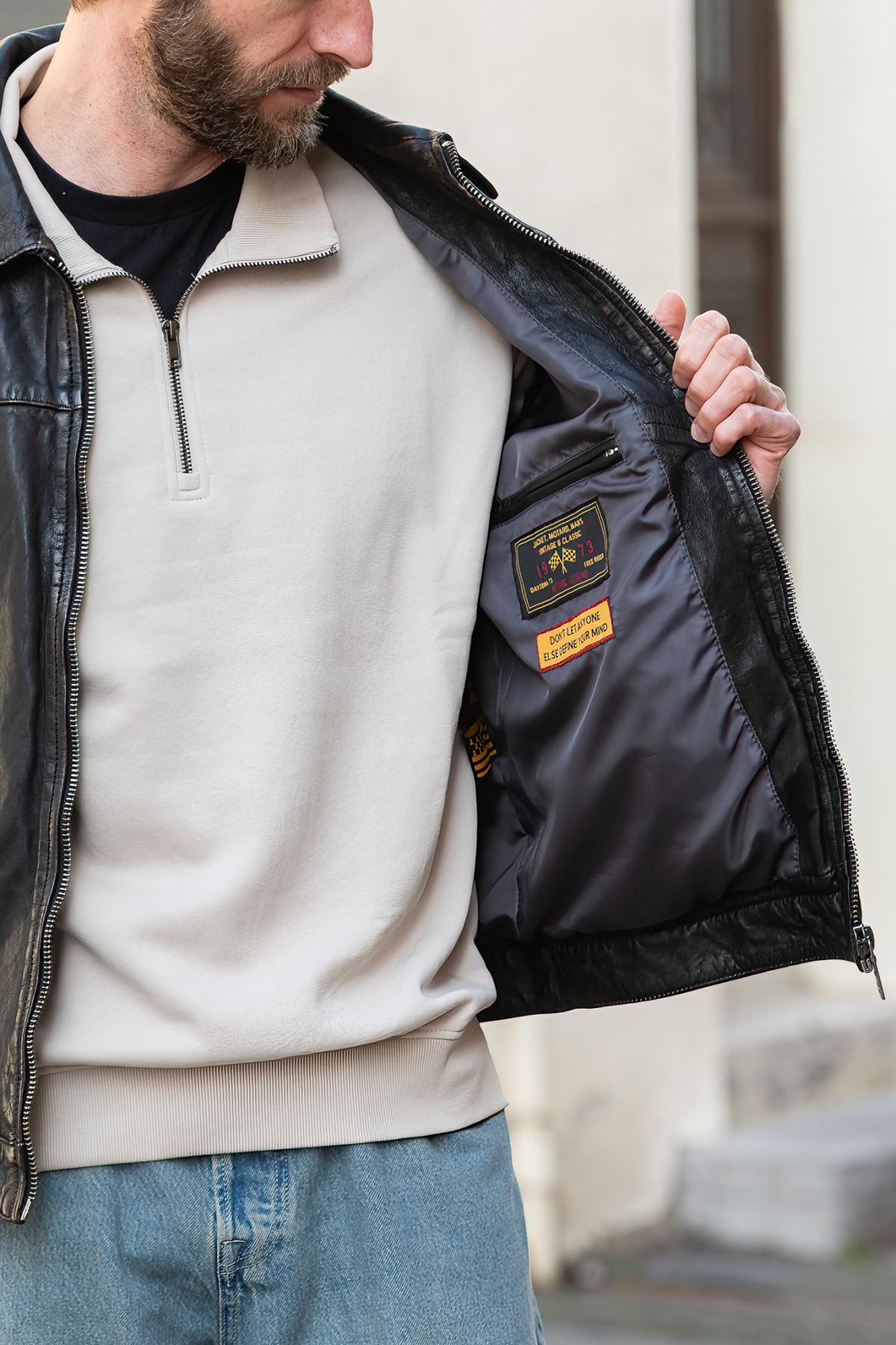 Blouson Homme Daytona DECATUR LAMB ANTIC BLACK — vue 4