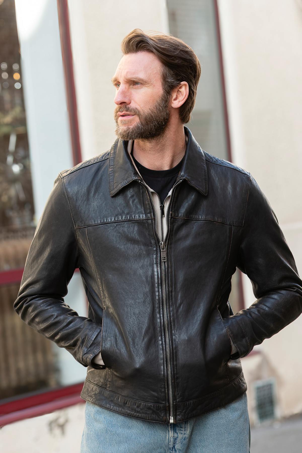 Blouson Homme Daytona DECATUR LAMB ANTIC BLACK — vue 5