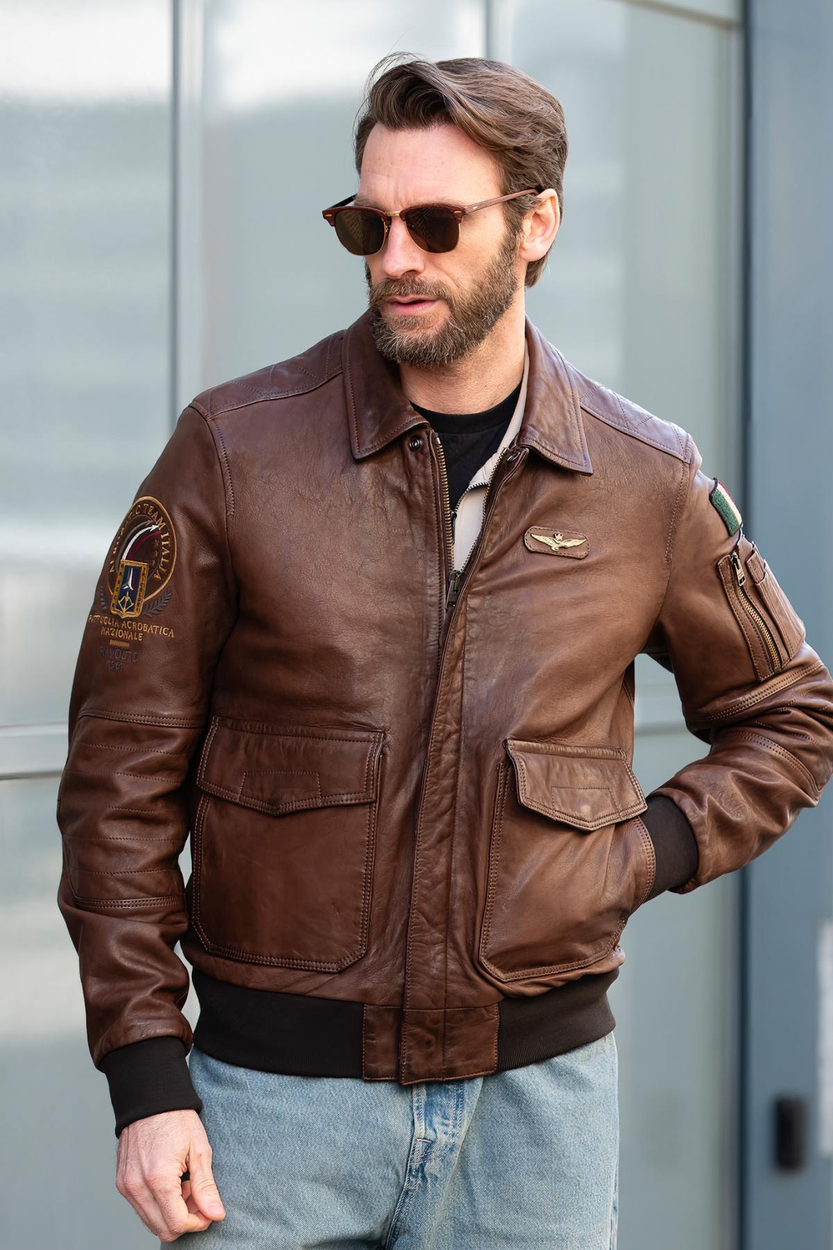 Herren Jacke Aeronautica Militare PN0963U100839 00048 TABACCO — Ansicht 1
