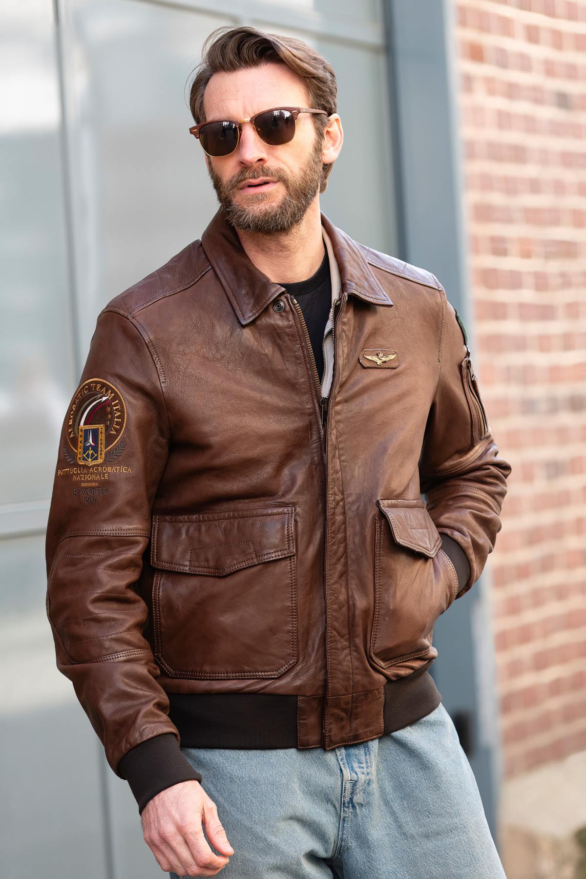 Herren Jacke Aeronautica Militare PN0963U100839 00048 TABACCO — Ansicht 3