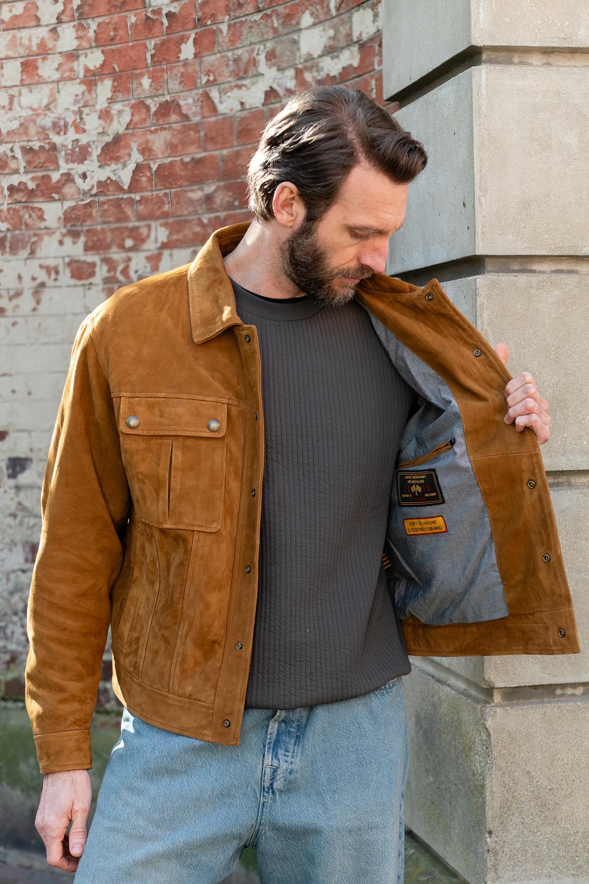 Giacche Uomo Daytona MARILUPA GOAT SUEDE COGNAC — vista 5