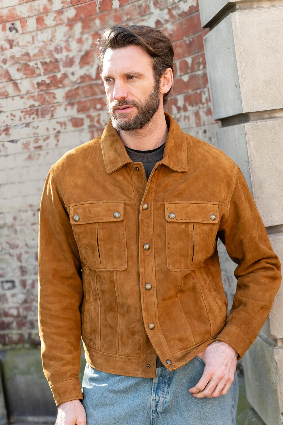 Giacche Uomo Daytona MARILUPA GOAT SUEDE COGNAC — vista 3