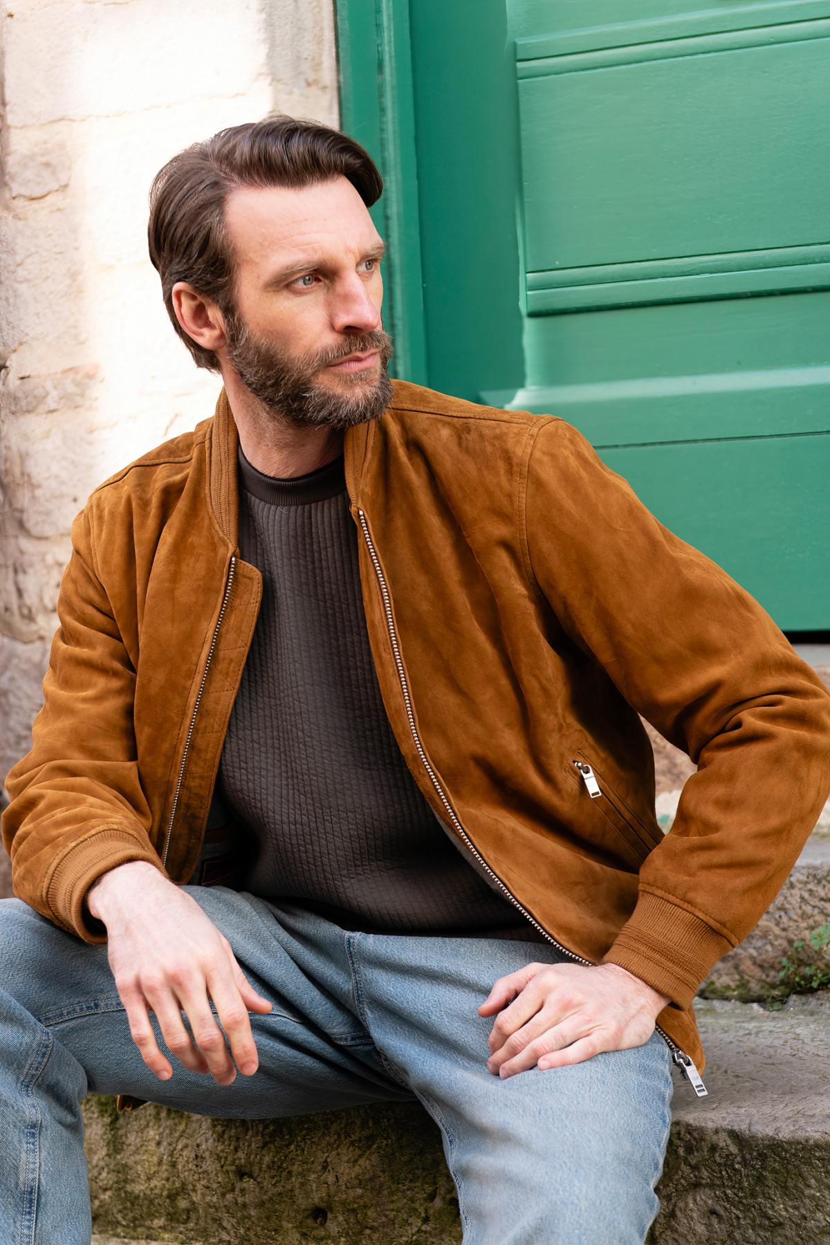 Giacche Uomo Daytona GILA GOAT SUEDE COGNAC — vista 2